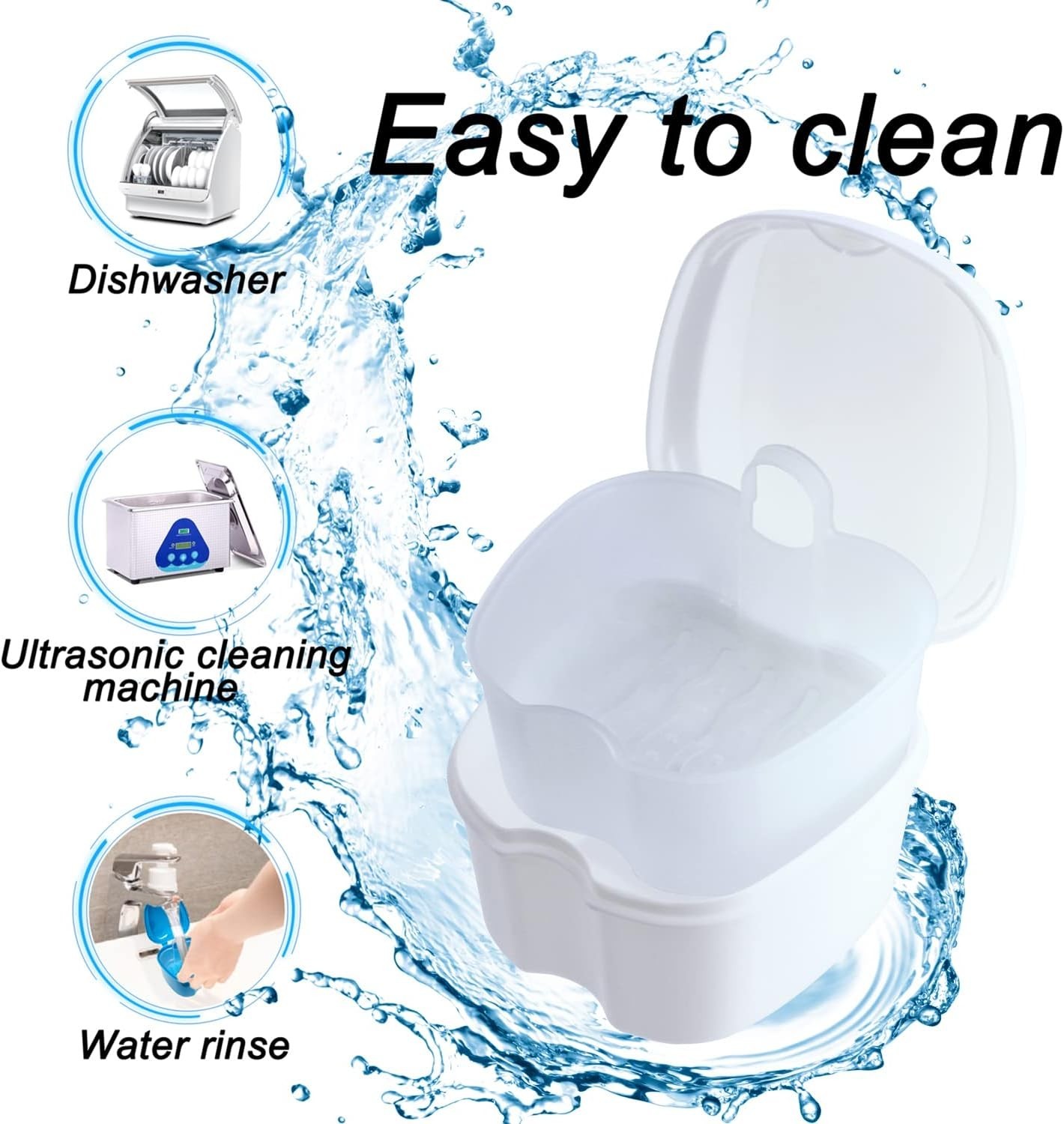 Durable Denture Soaking Container with Quick Dry Design - Hygienic & Portable