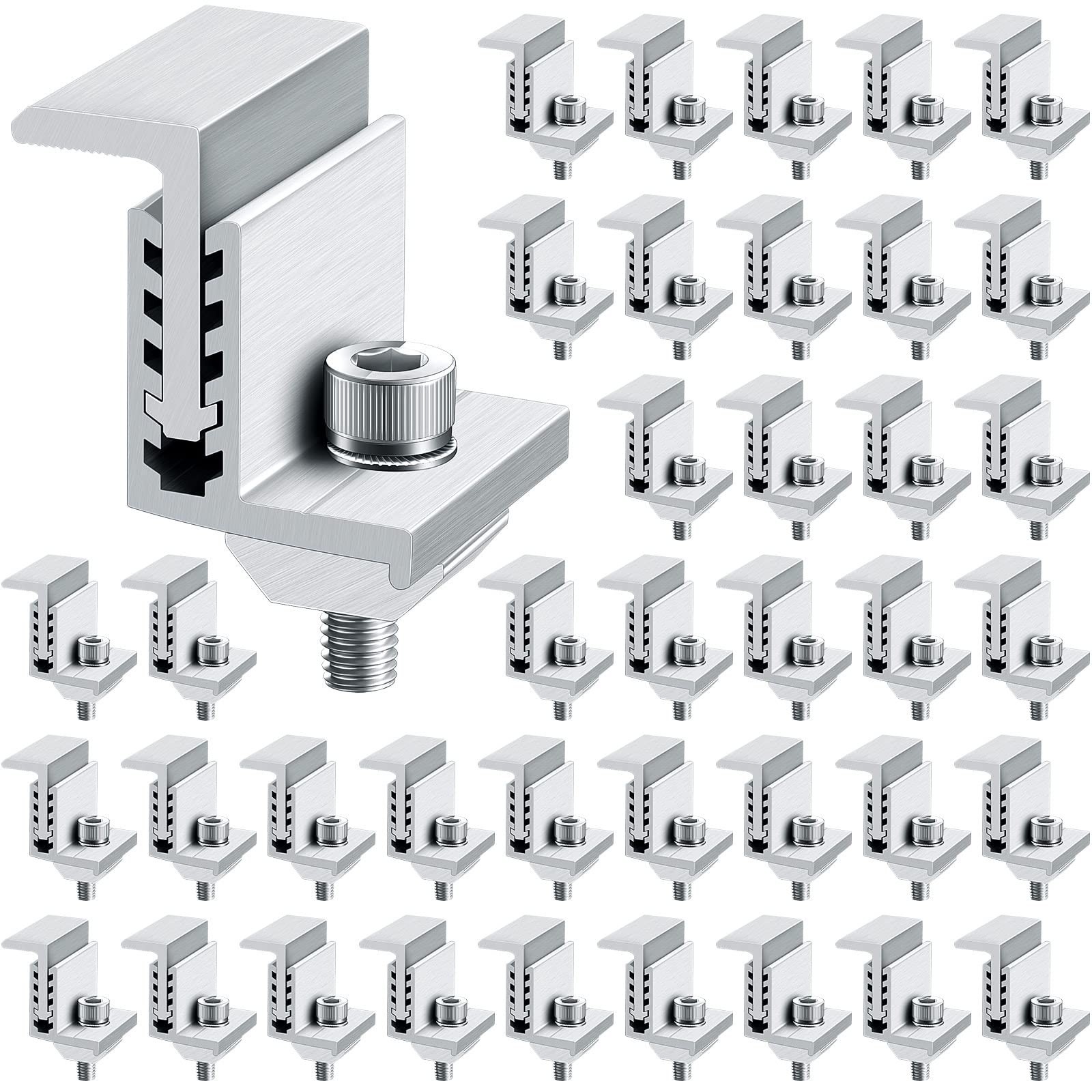 Zhengmy 40 Pack Solar Panel End Clamp Mounting Z Bracket Mid Clamps Aluminum ...