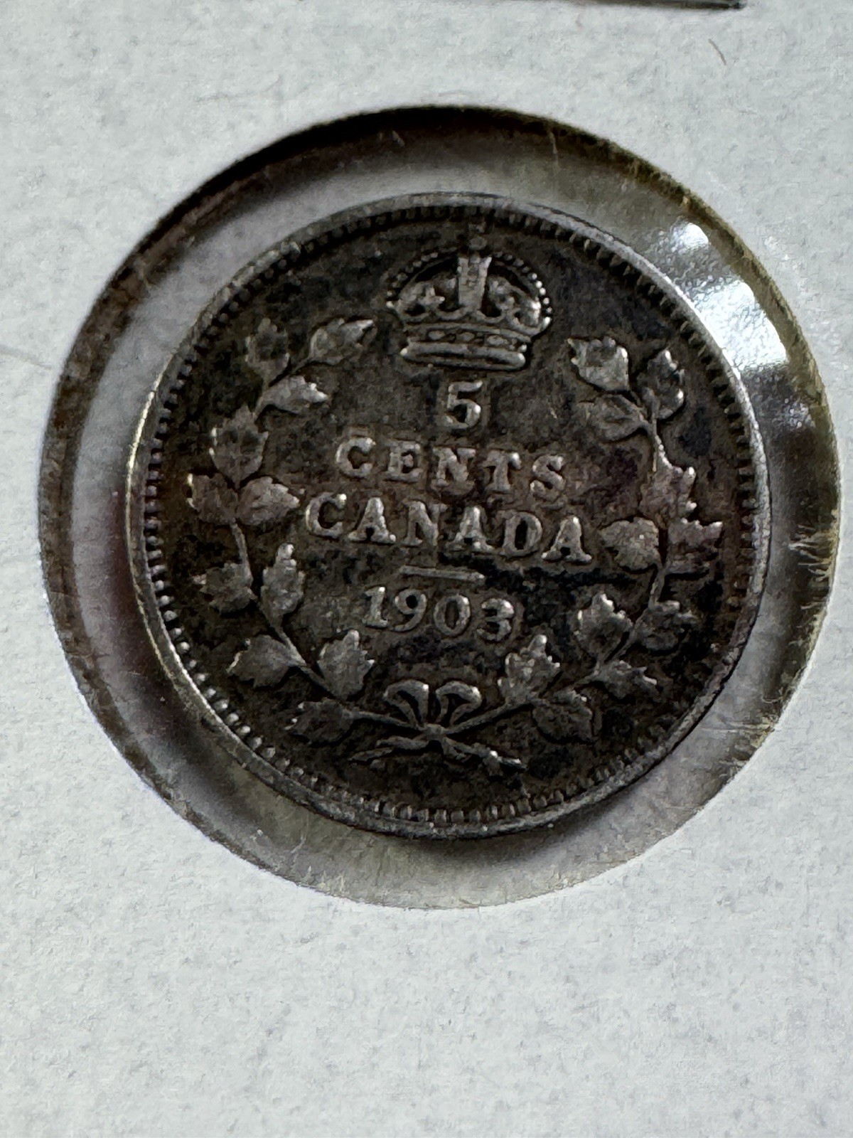 1903 Canada 5 Cents Small Silver Coin