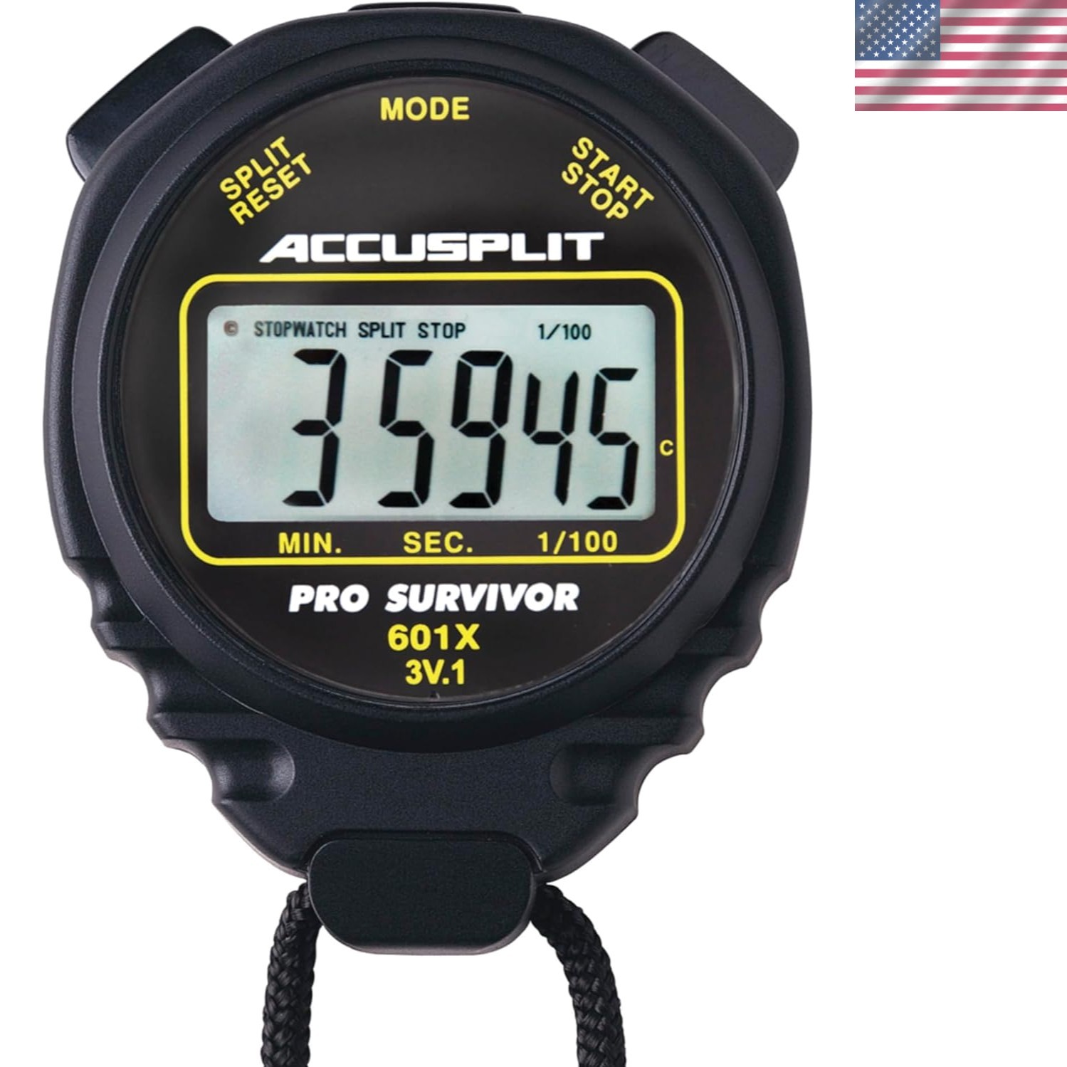 Cumulative-Split A601X Stopwatch - XL Display, Shock Resistant, Lightweight
