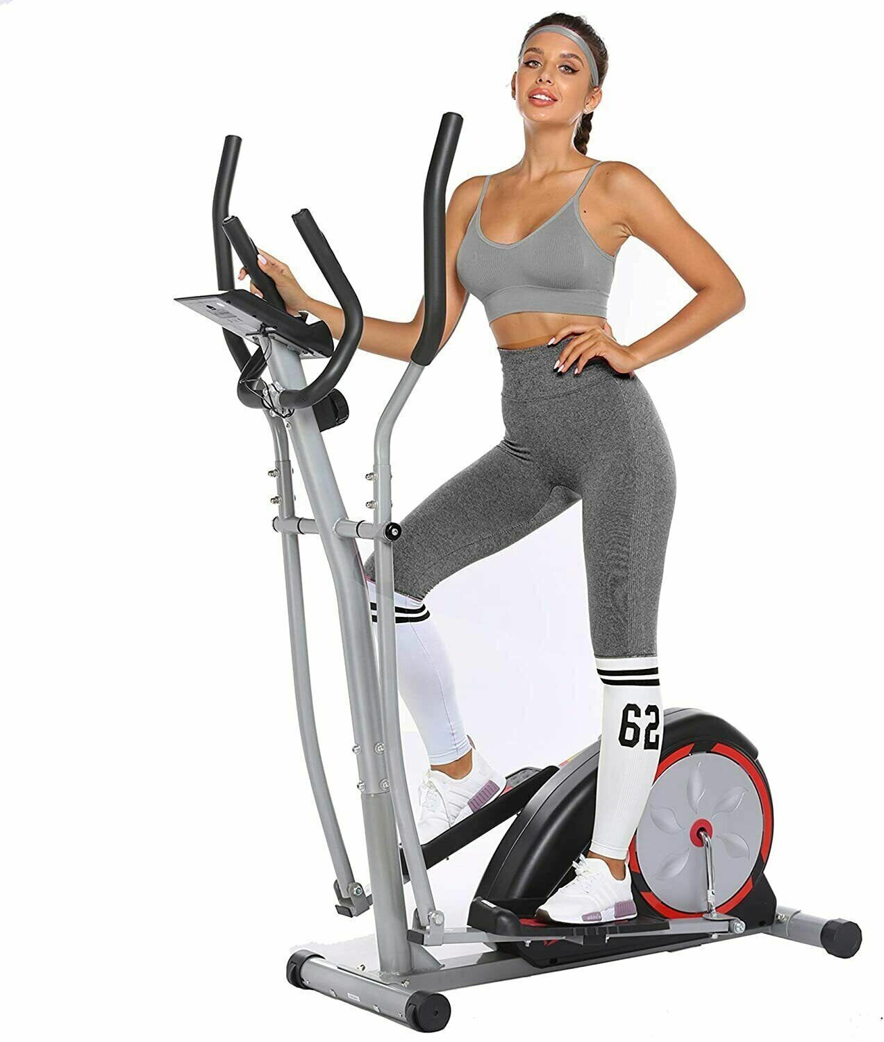 Elliptical Machine 350LBS Cardio Exercise Equipment for Home w/ Pulse Rate Grips