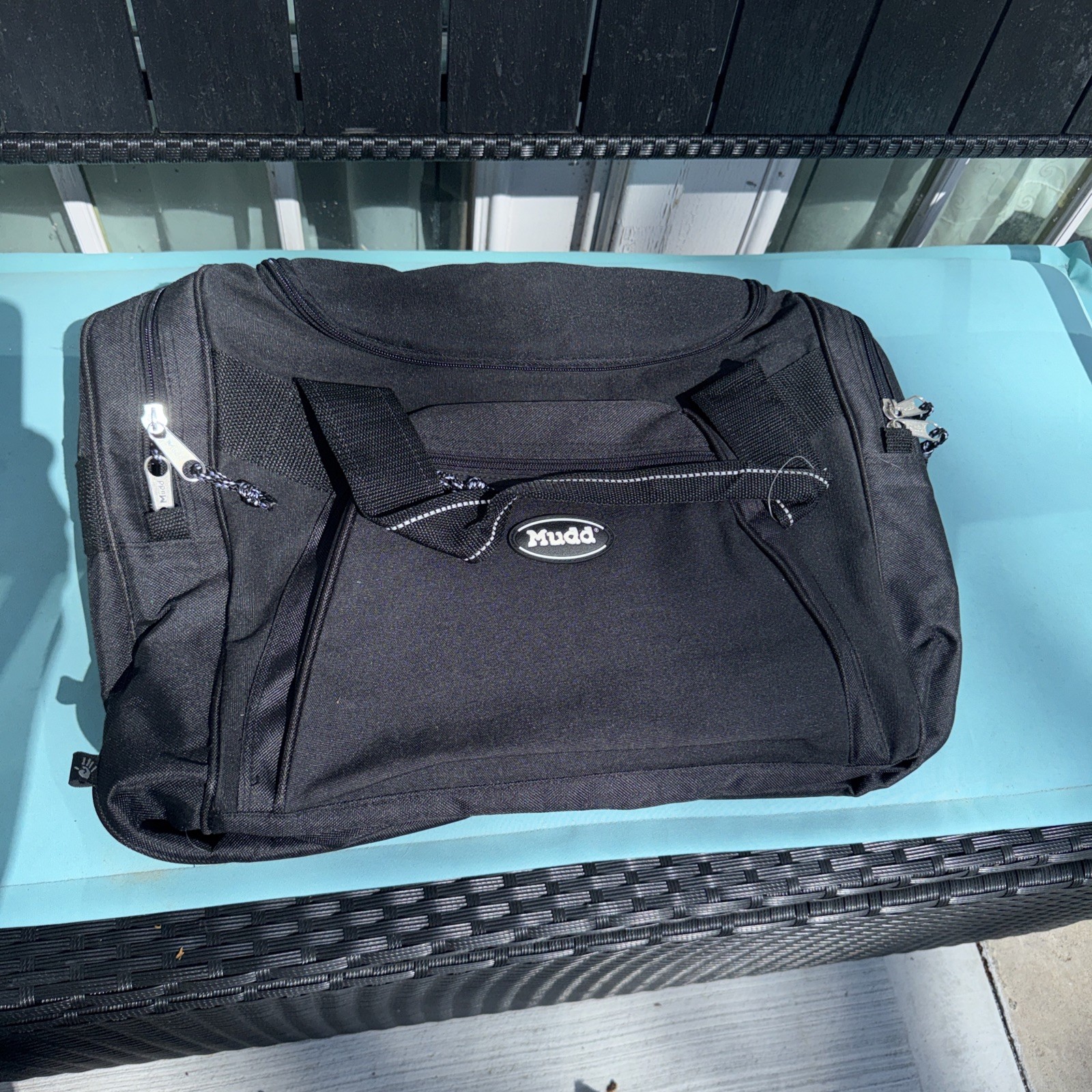 Mudd Travel/Gym Black Duffel Bag With Handles & Zippers Size Is 20” NEW