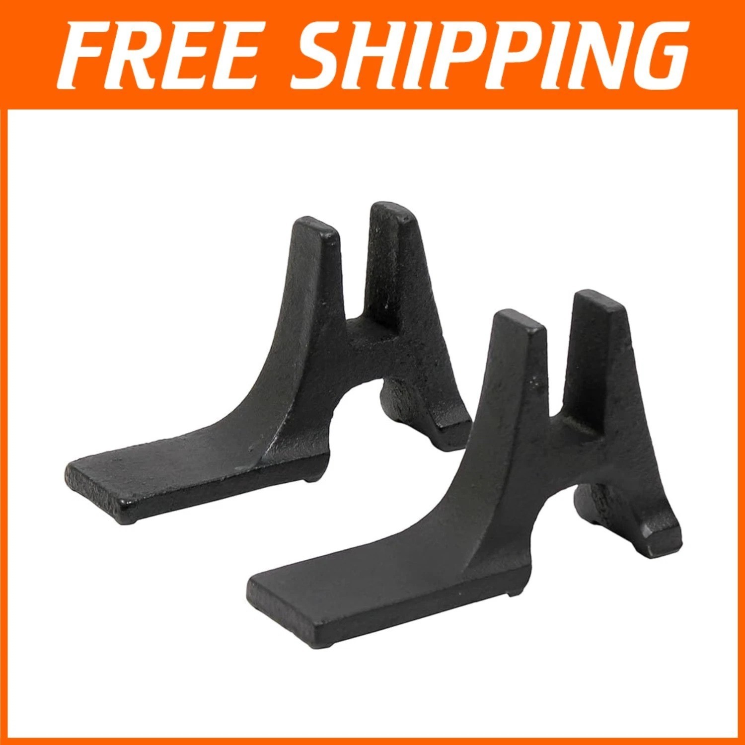 Cast Iron Fireback Supports, Black - Set of 2