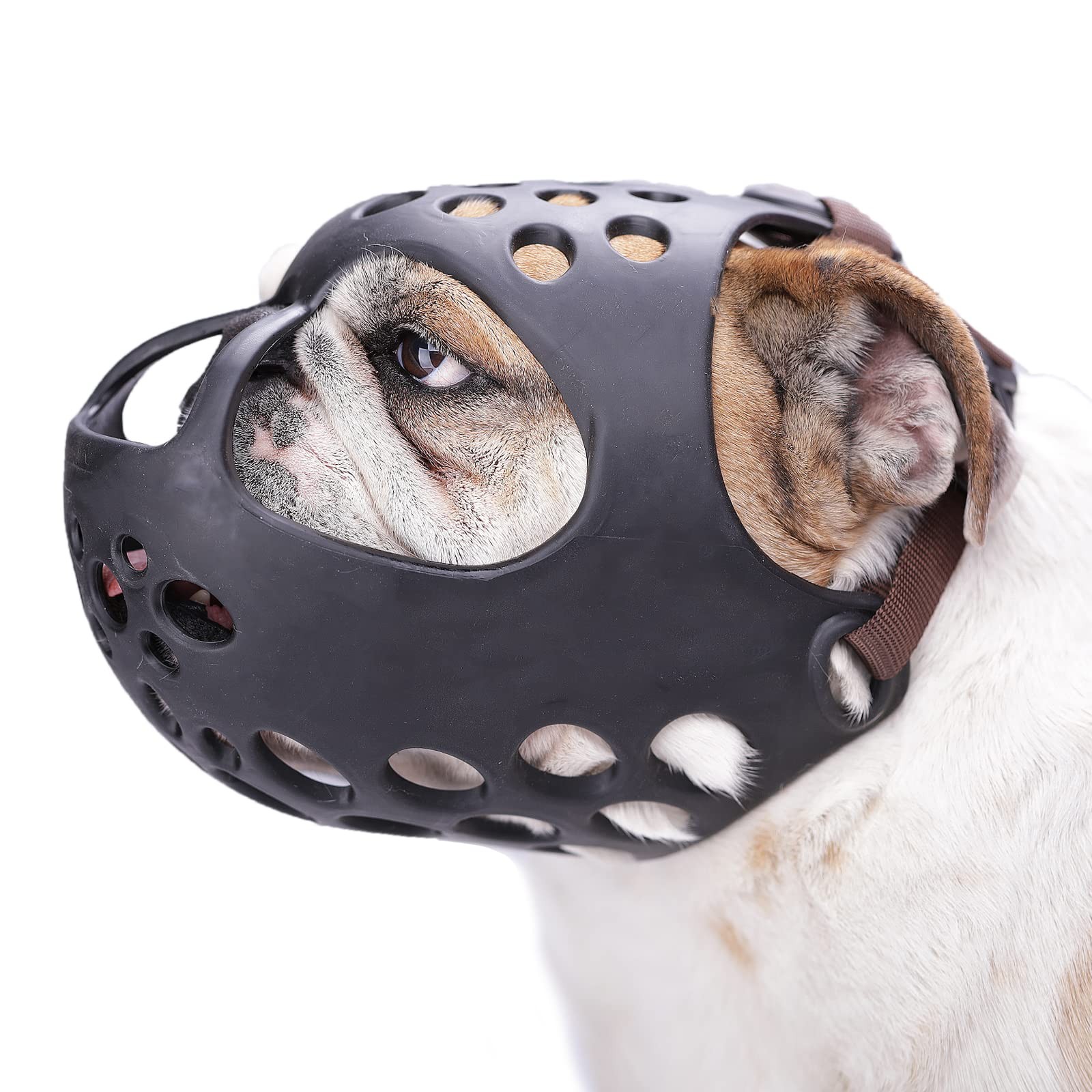Dog Muzzle for Short Snout, Soft English Bulldog Muzzle for Biting, Chewing, ...
