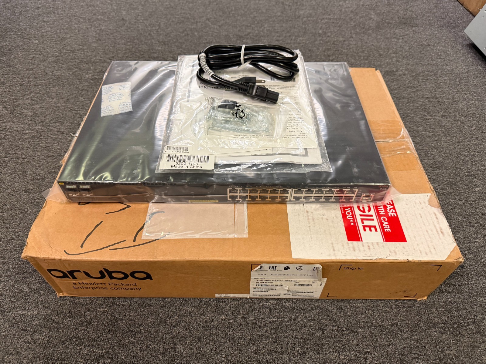 JL261A HPE Aruba 2930F 24G PoE+ 4SFP+ Switch HPE New Open Box