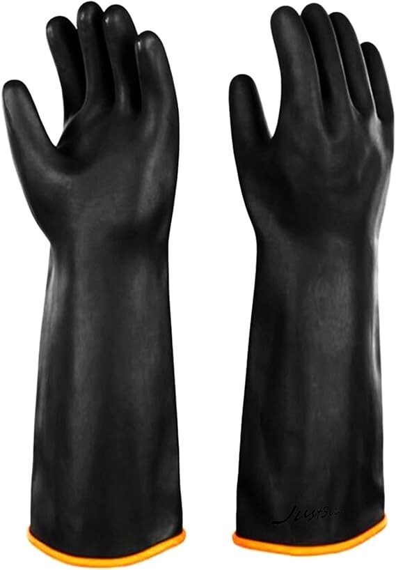 Latex Chemical Resistant Gloves Reusable Heavy Duty Industrial Work Rubber Glove