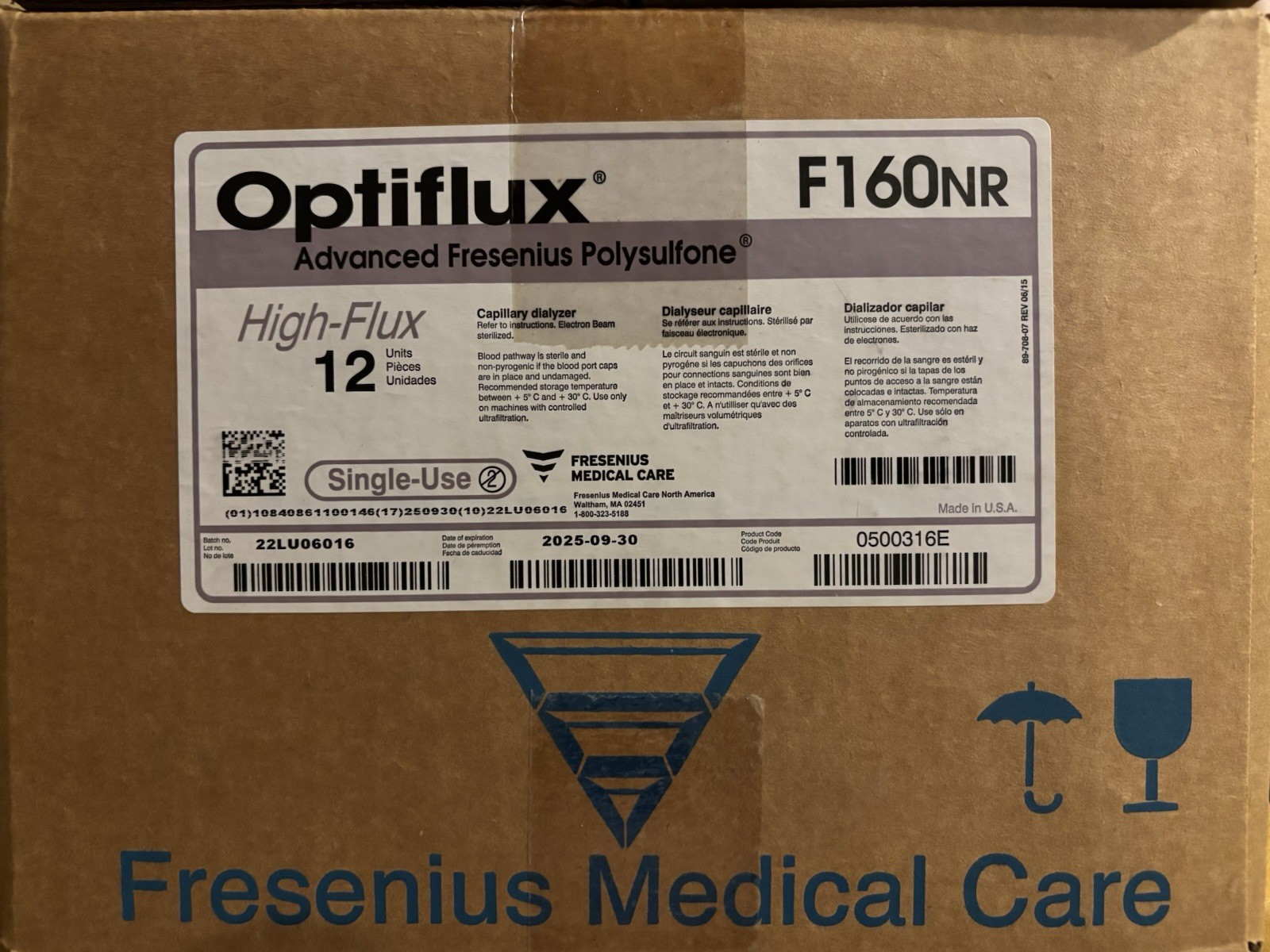 -EXP 2025- Case Of 12 Optiflux F160NR Single Use Dialyzers