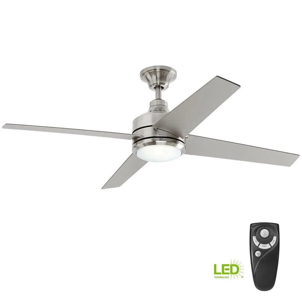 Home Decorators Mercer 52 in. Integrated LED Indoor Brushed Nickel Ceiling Fan