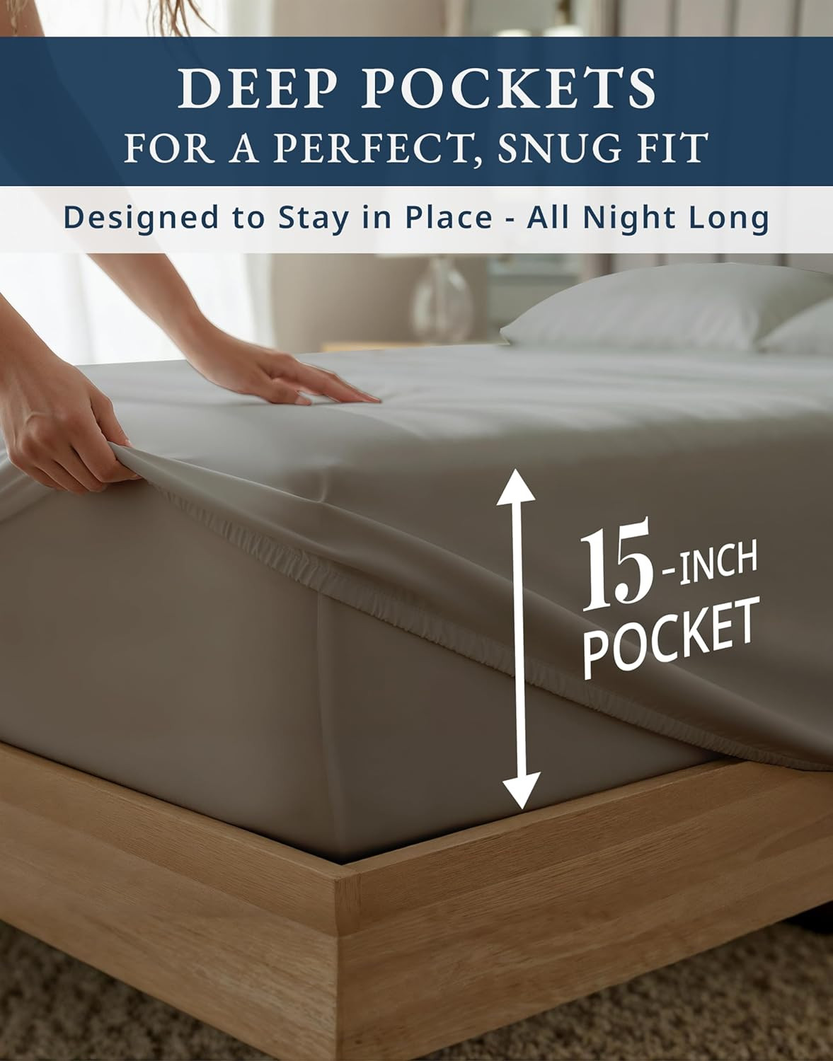 Queen Size 1000 Thread Count Egyptian Cotton Sheets Set - Charcoal, 15" Deep Poc