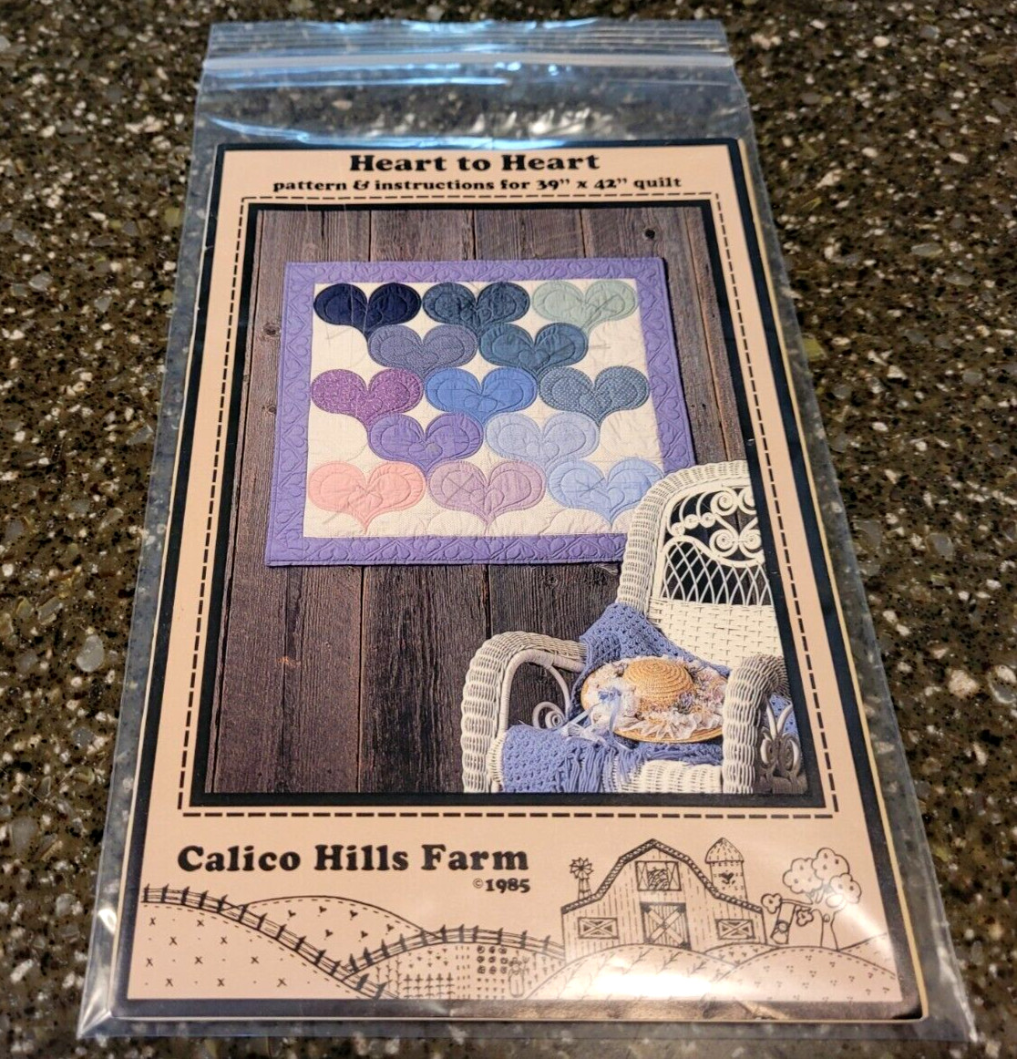 Heart to Heart Quilt Pattern Calico Hills Farm 39" x 42" Uncut