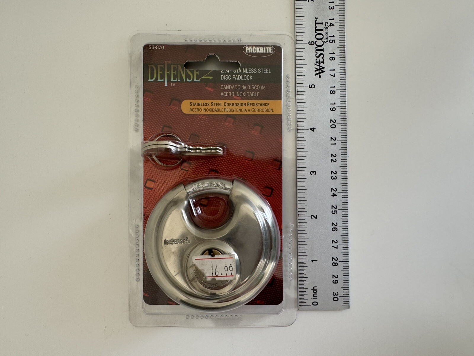 PackRite Defense2 Stainless Steel Disc Padlocks 2-3/4" with Two Keys