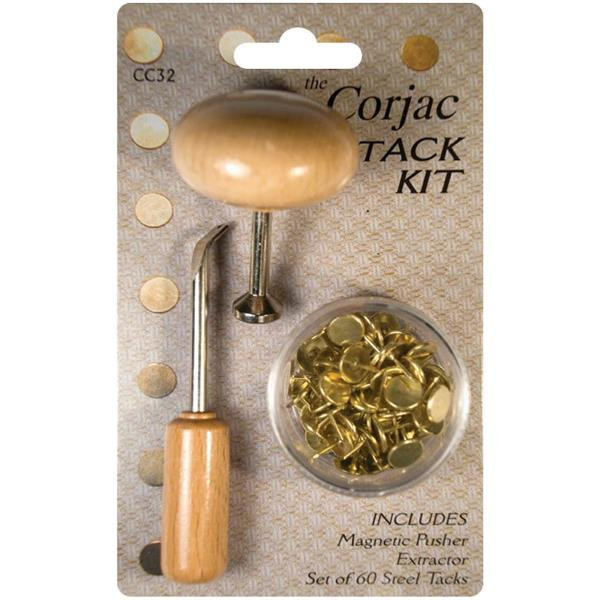 Corjac Tack Kit - Thumb Tacks, Remover, & Magnetic Pusher for Stretcher Bars