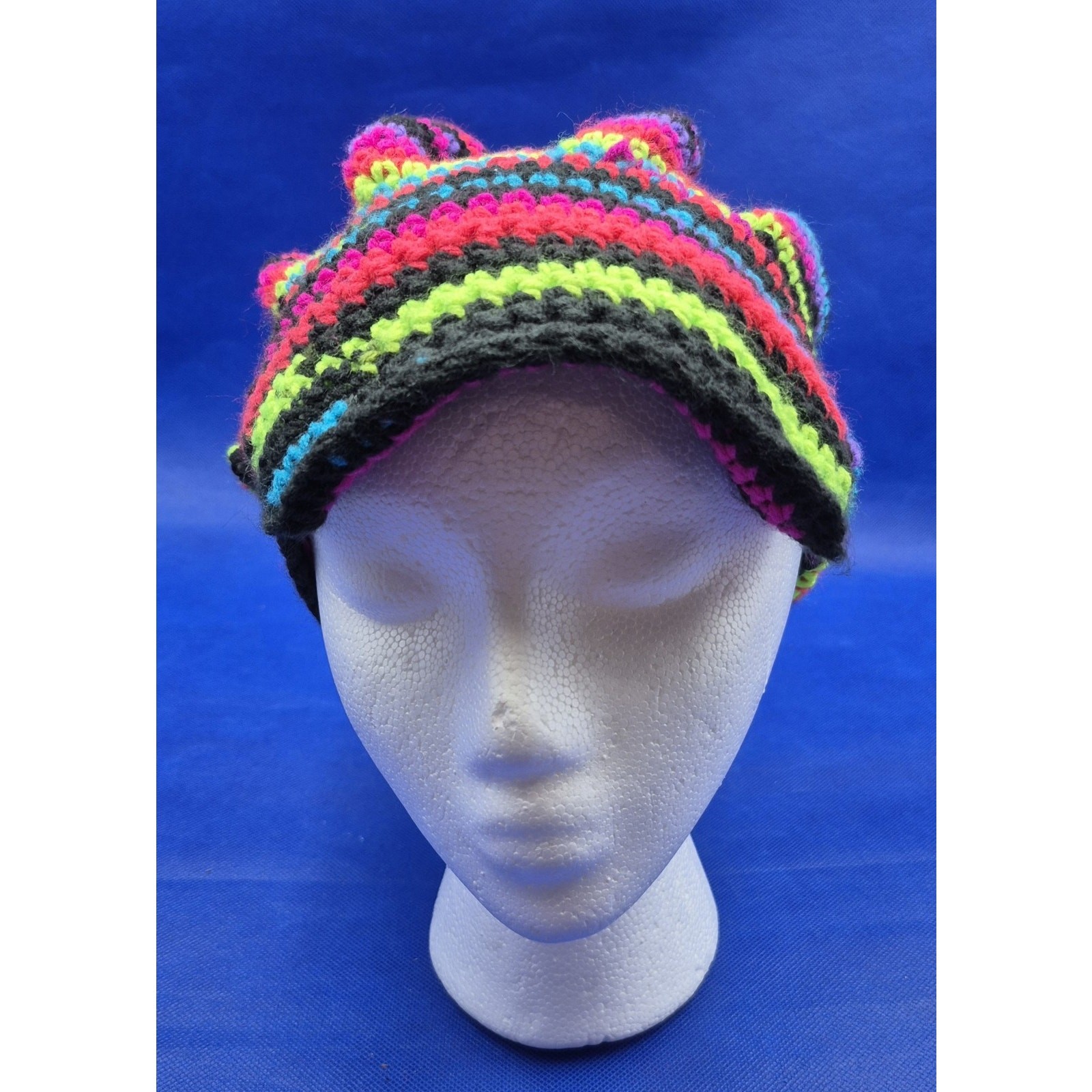 Groovy Handcrafted Multicolor Striped Slouch Hat One Size