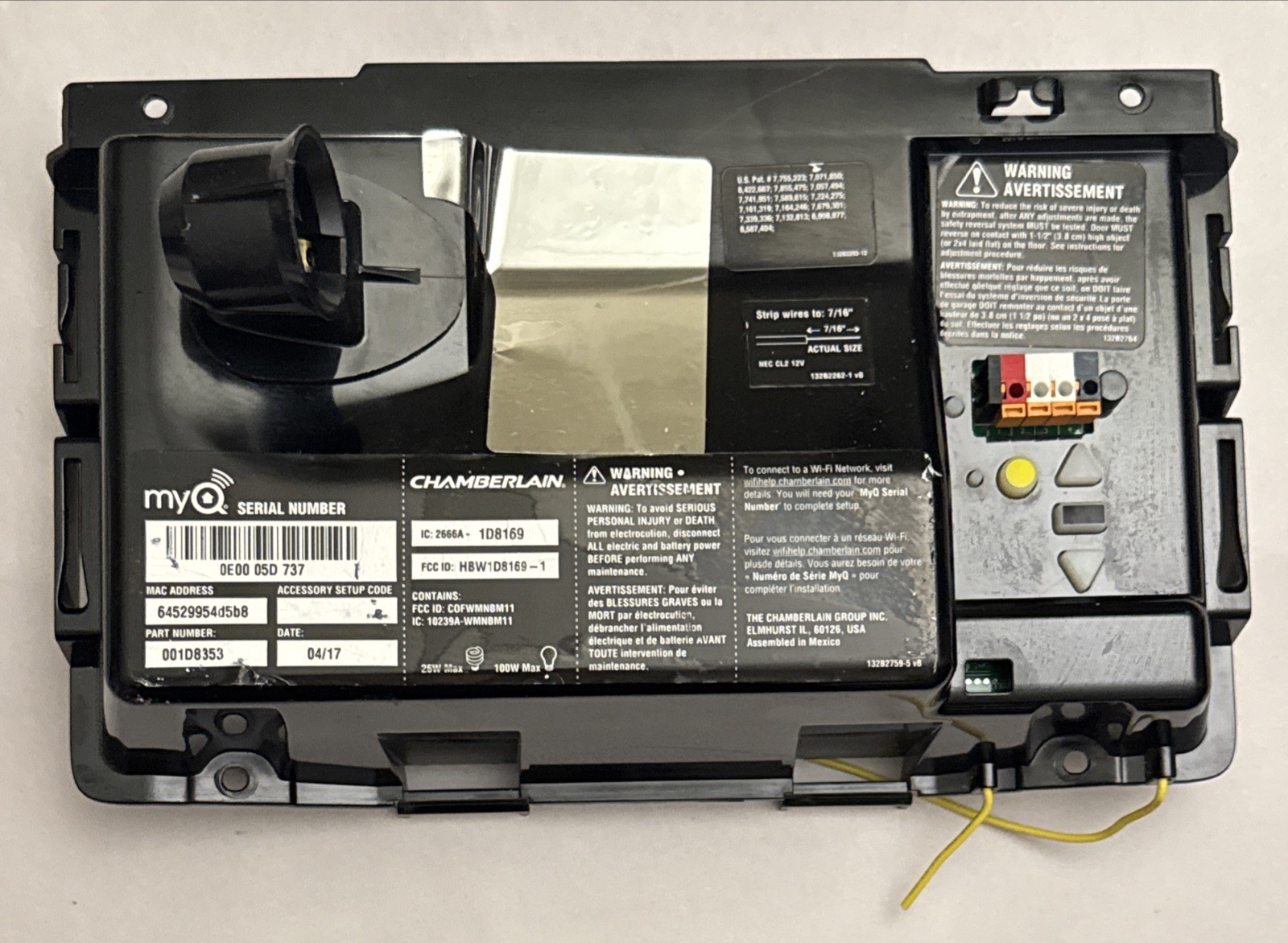 Liftmaster 50DCBR5 001D8353 315MHz Security+ 2.0® Receiver Logic Board Wi-Fi