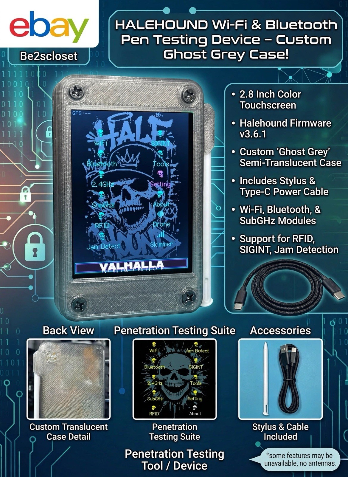 NEW  2.8" Touch Pentesting Device Flashed With Halehound /Custom Case + Stylus🔓