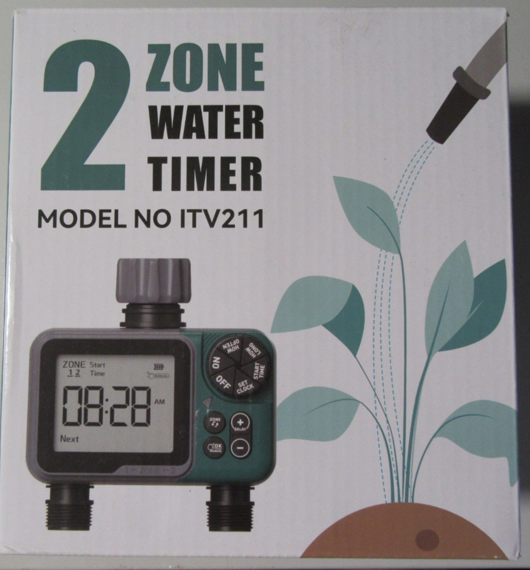 2 Zone Digital Water Hose Programmable Timer - Model No ITV211 - Rain Delay NEW
