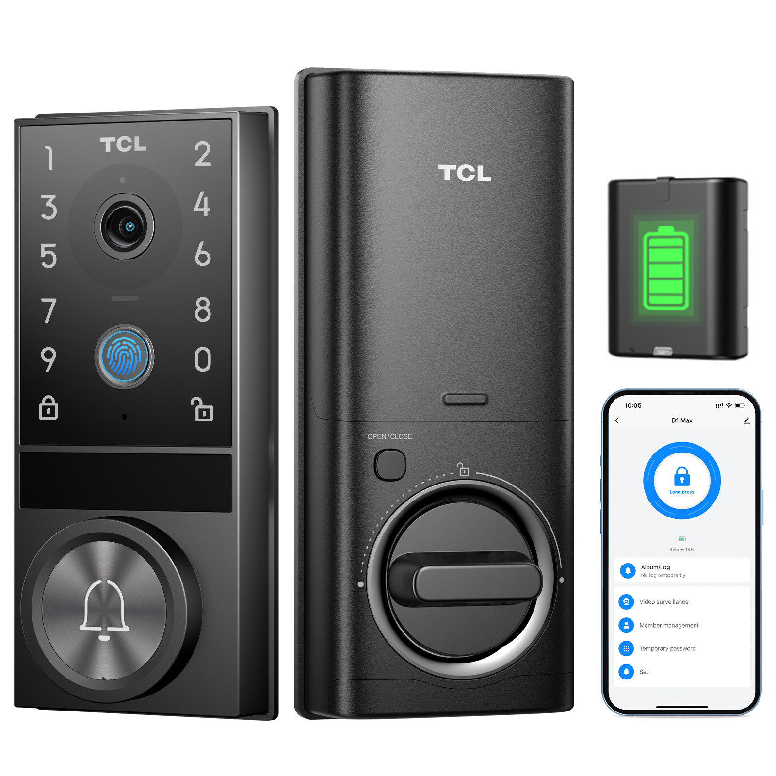 2K Video Smart Door Lock Fingerprint Unlock APP Remote Control Keyless Entry