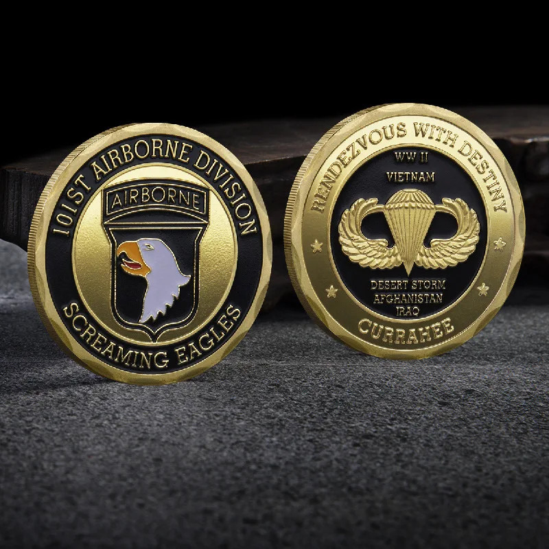 Army 101st Airborne Screaming Eagles Challenge Coin Collectable Golden 1-pc