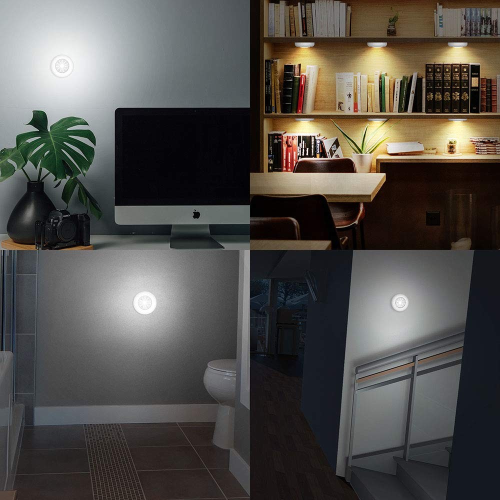 Tap Light 6 Pack Portable LED Puck Touch Night Lights - Battery Small, 6-Pack