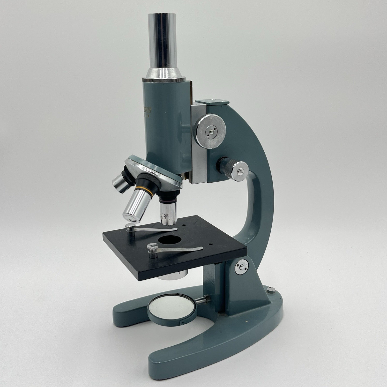 Revue 600X Vintage Microscope w/ 4x 10x 40x Objectives & Mirror Made in China