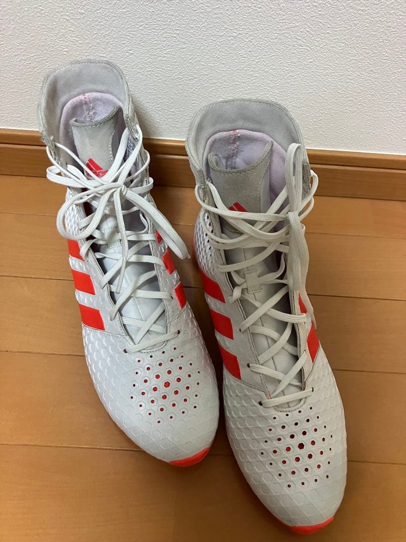 Adidas Boxing Shoes White/Red High-Cut Leather Size 28.0cm / US Men 10 / EU 43.3