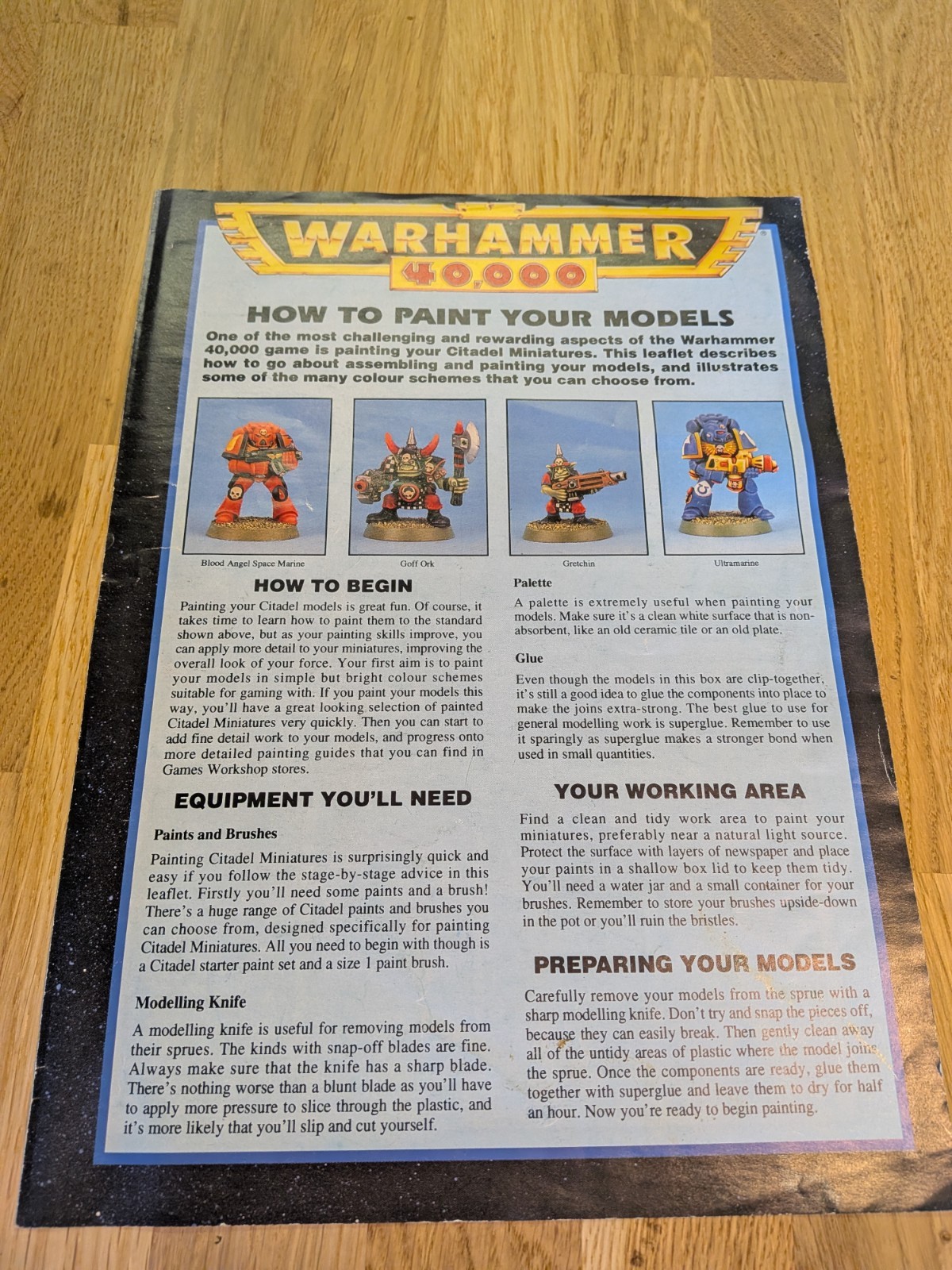Warhammer 40K 2nd Ed - Core Set How To Paint Models Leaflet Games Workshop 1993