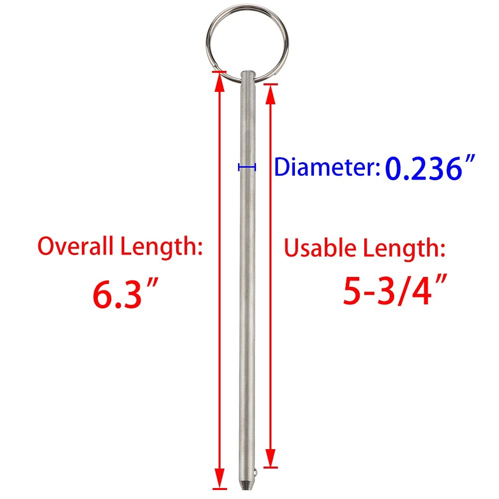 2 Pack Long Quick Release Pin Diameter 0.236"6mm Usable Length 5-3/4"146mm Ov...