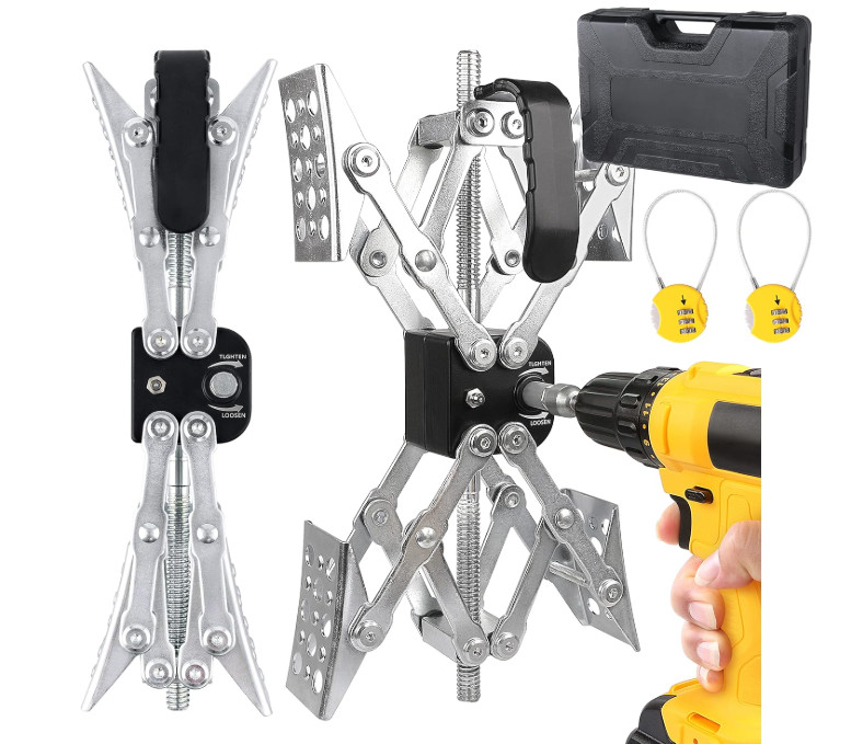Estabilizador de ruedas tipo X para RV, calzo ajustable con taladro, ideal para