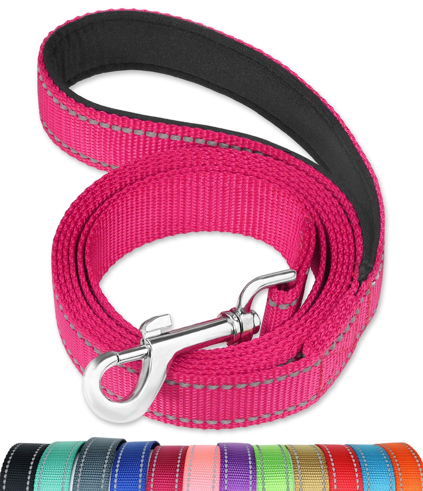 6 Foot Reflective Dog Leash Soft Padded Handle Training Lead Pink 1 PCS
