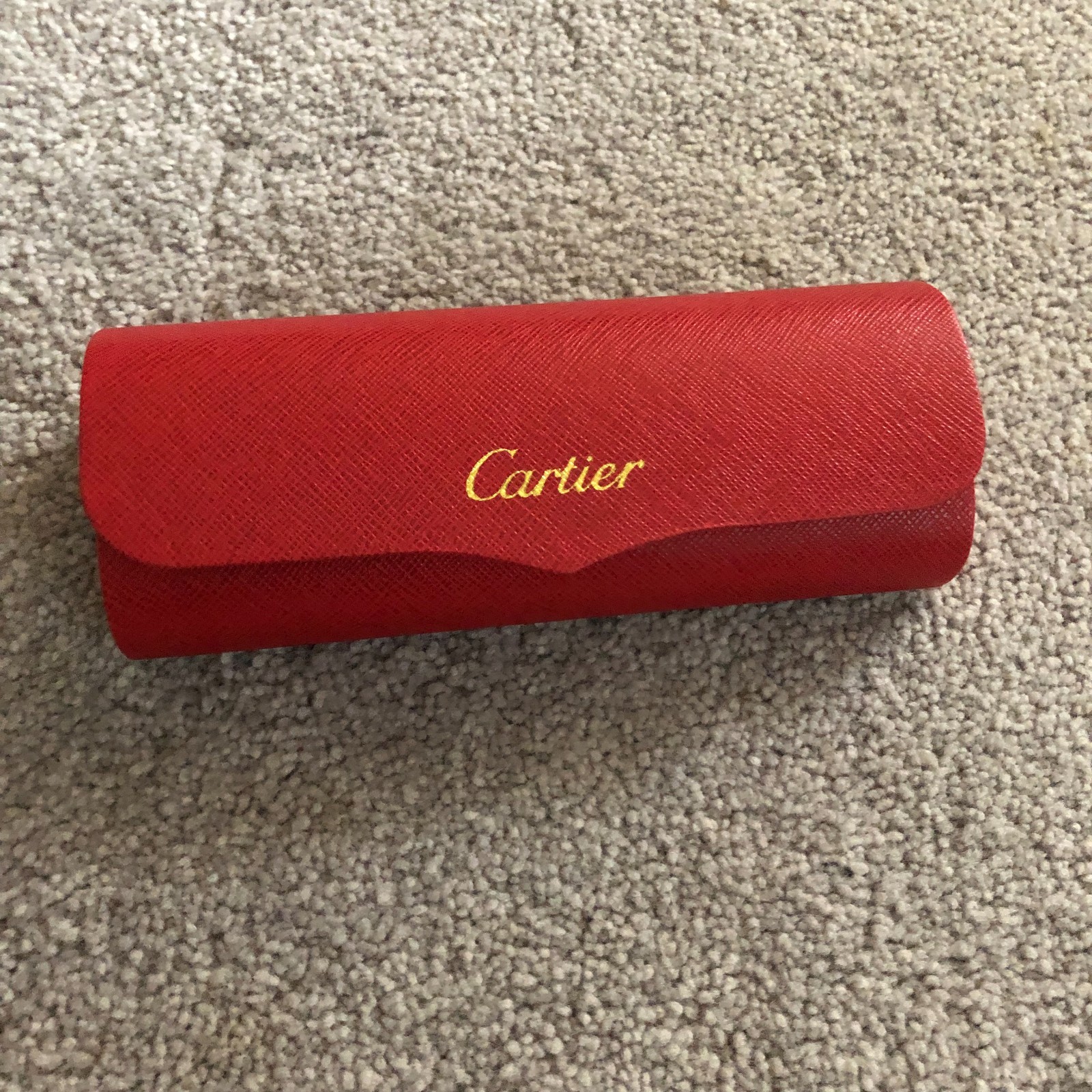 Cartier red hard shell case Sunglass glasses Velvet lined Crosshatch CASE ONLY