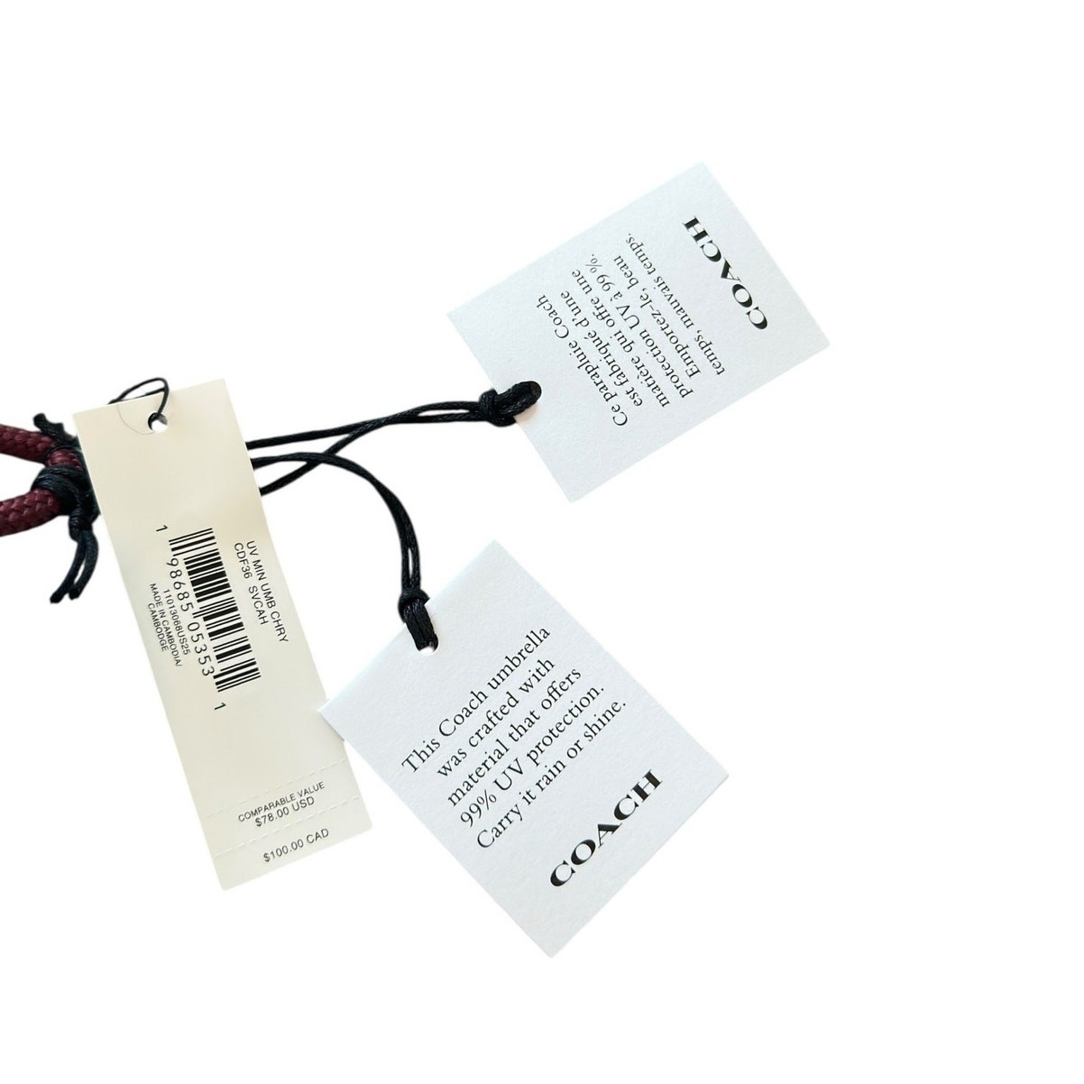 Coach Uv Protection Mini Umbrella With Cherry Print