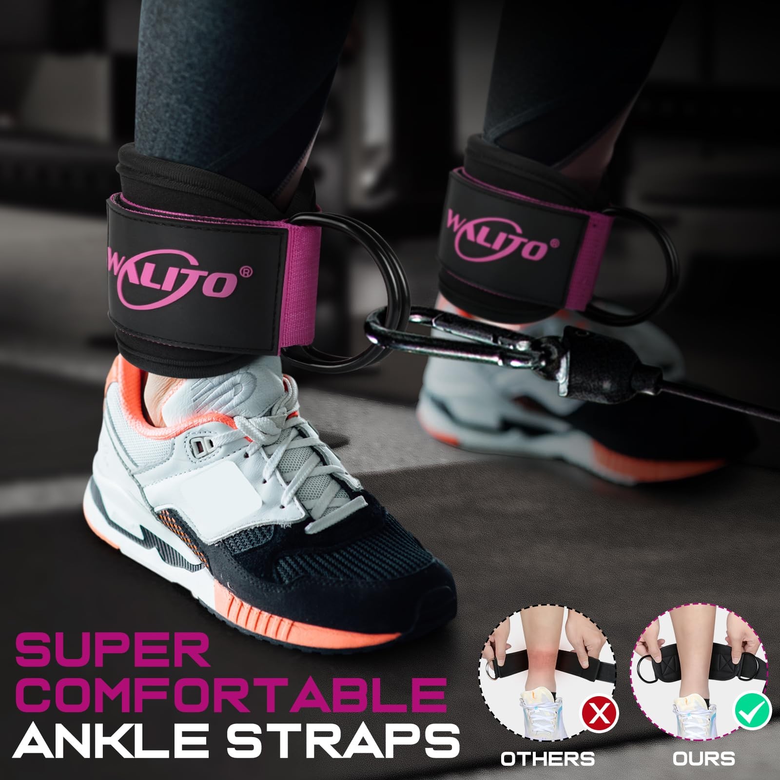 Ankle Straps for Cable Machines Adjustable Cuffs for Glute, Leg & Hip Workouts