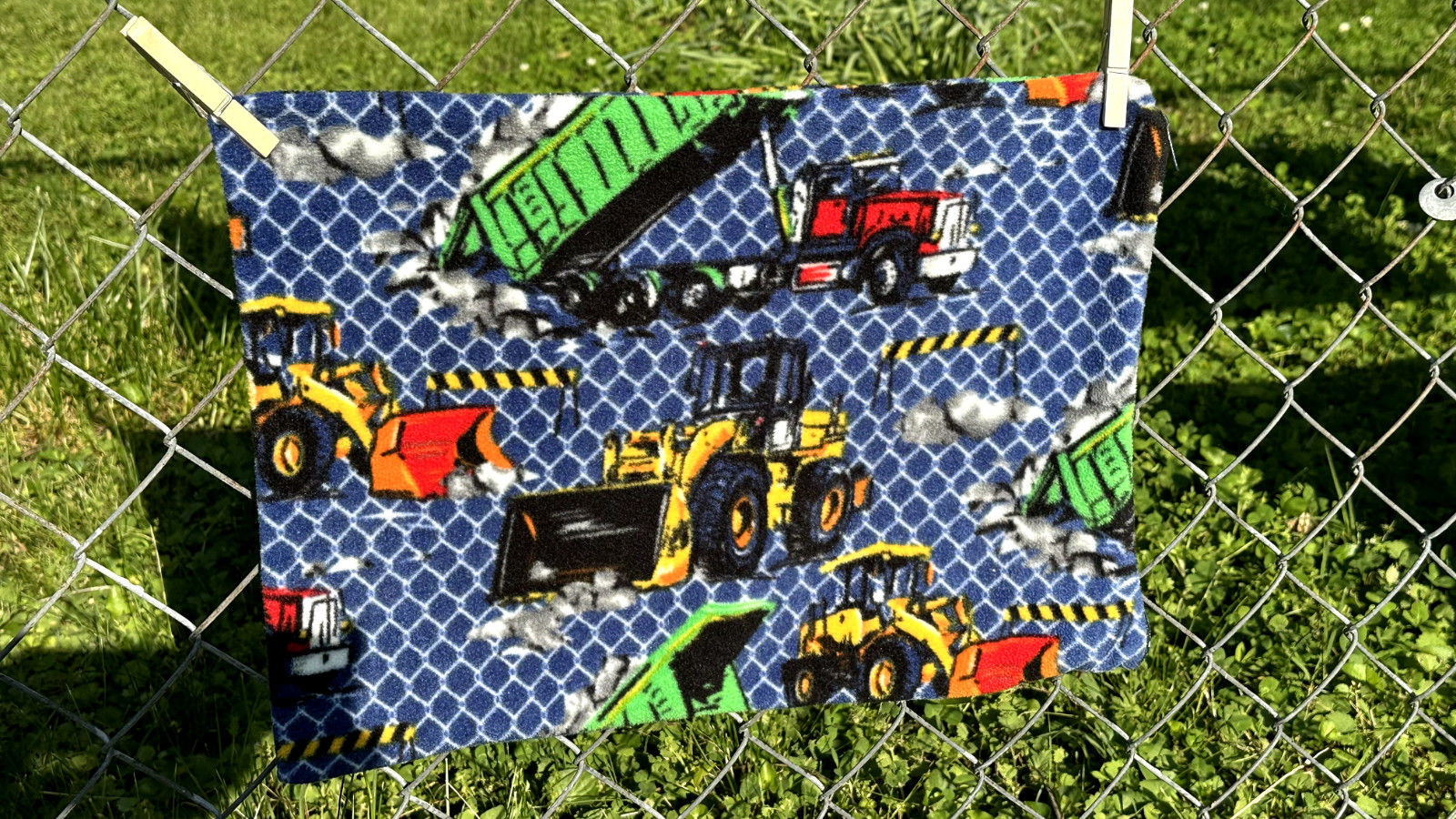 Toddler size Pillowcase Fleece w Zipper Dump Trucks & Loaders Handmade Soft