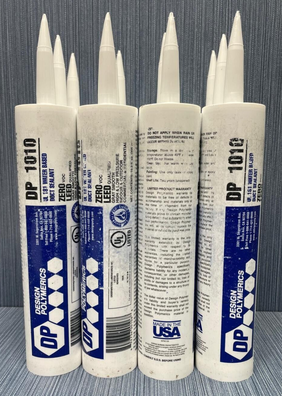 Lot of 12x 10 oz Tubes DP 1010 WATER BASED DUCT SEALANT UL 181 Zero VOC