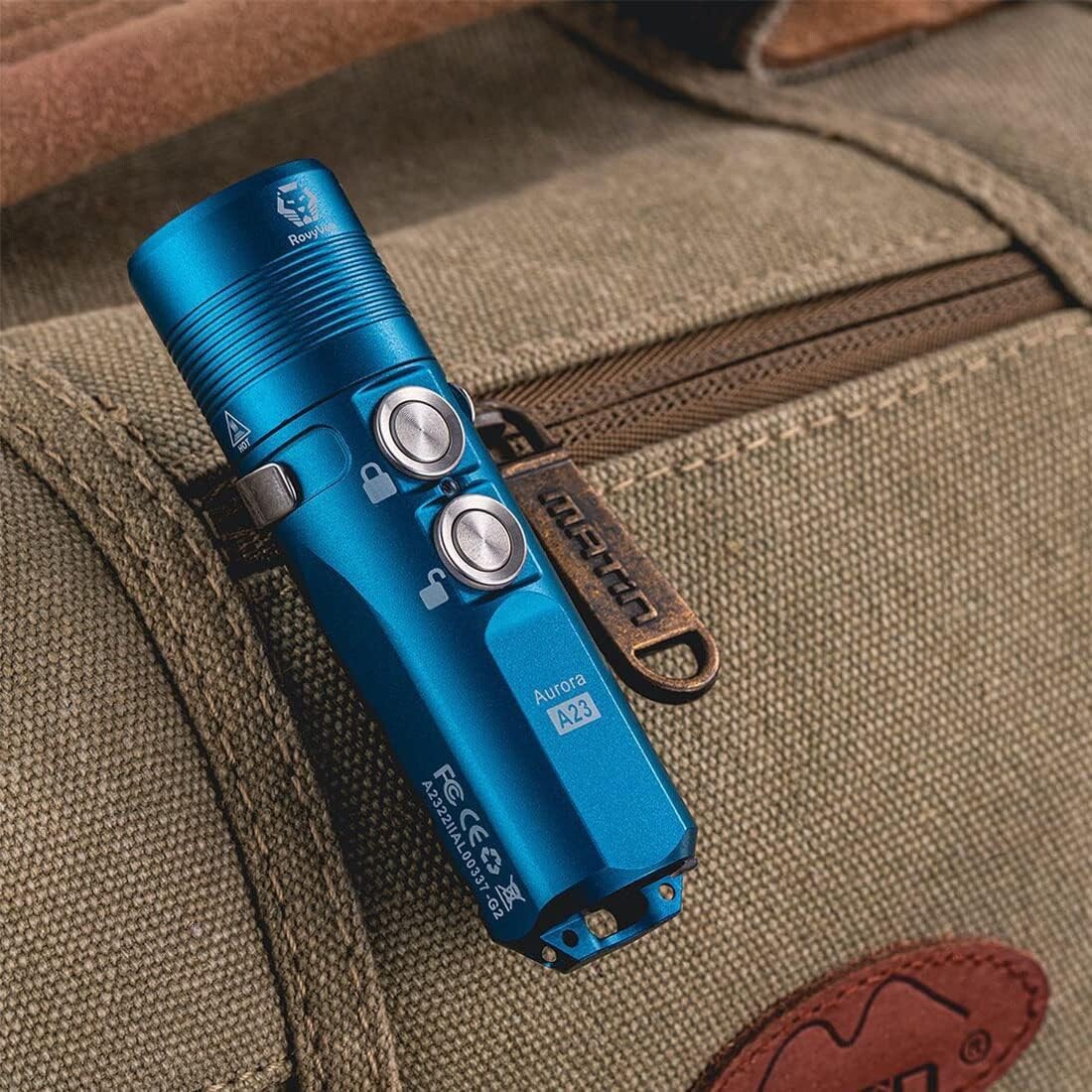 RovyVon Aurora A23 G2 600 Lumens Nichia EDC Flashlight, USB C, NW, Blue