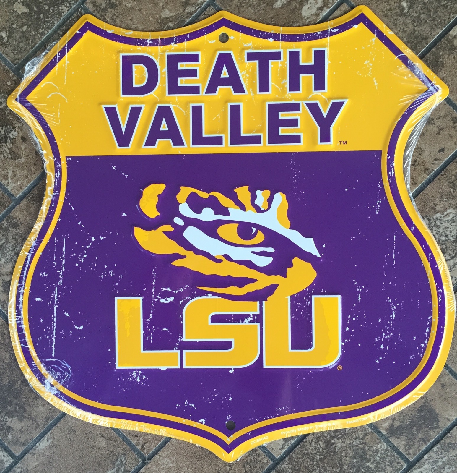 LSU TIGERS 12" X 12" SHIELD DEATH VALLEY METAL SIGN MAN CAVE LOUISIANA STATE