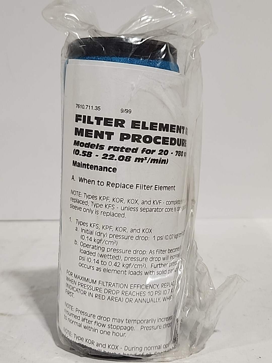 OX100 Kaeser Micron Coalescing Element, 99.995% Efficiency