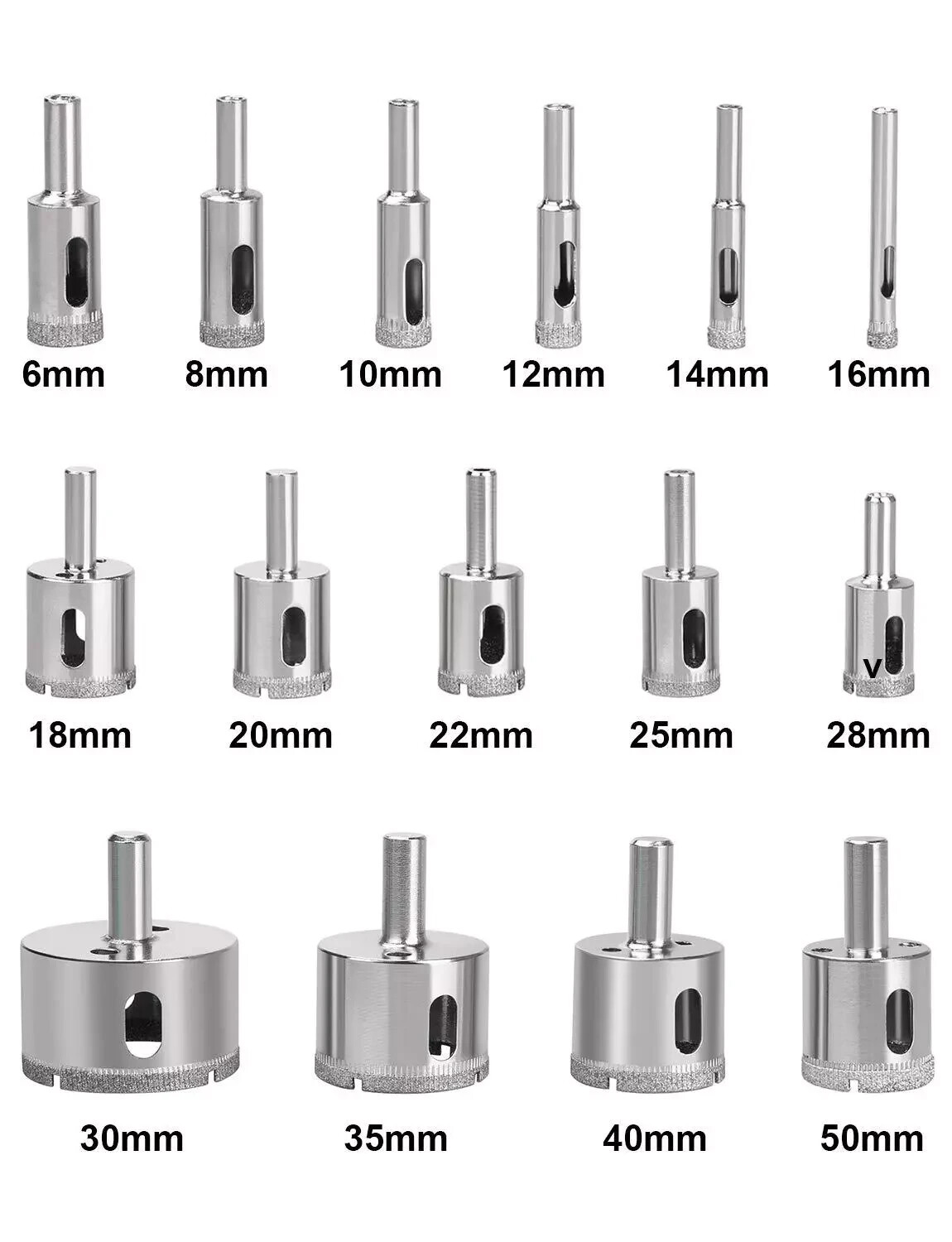 16Pcs Diamond Hole Saw Drill Bit Tool Set Glass Tile Ceramic Marble Cut Guide