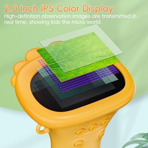 Microscope for Kids, 2" IPS Screen 1000X Handheld Digital Microscopes Orange