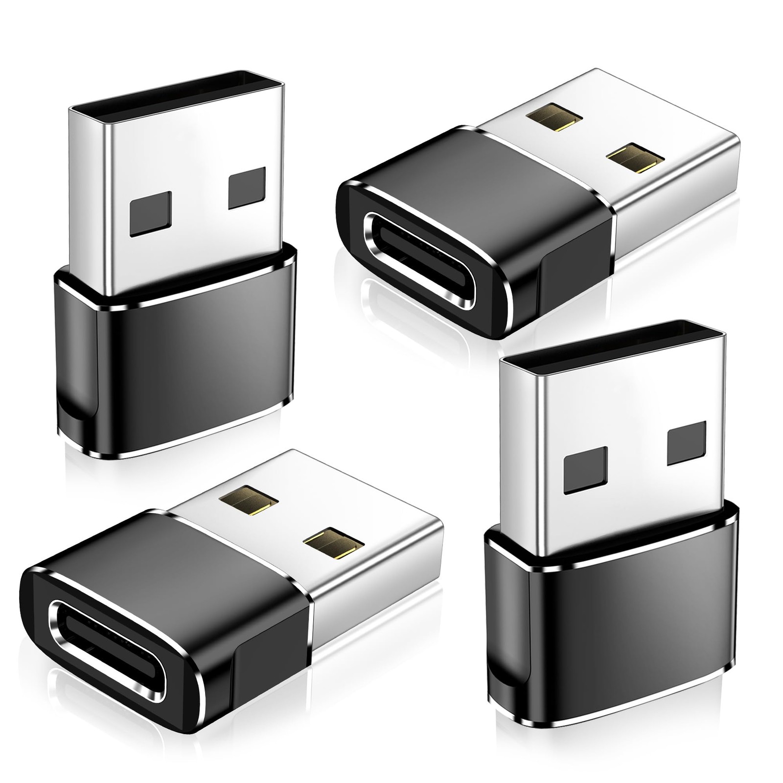 𝟒𝐏𝐚𝐜𝐤 𝐔𝐩𝐠𝐫𝐚𝐝𝐞𝐝 USB to C Adapter,Type-C Female 4 Pack, Black
