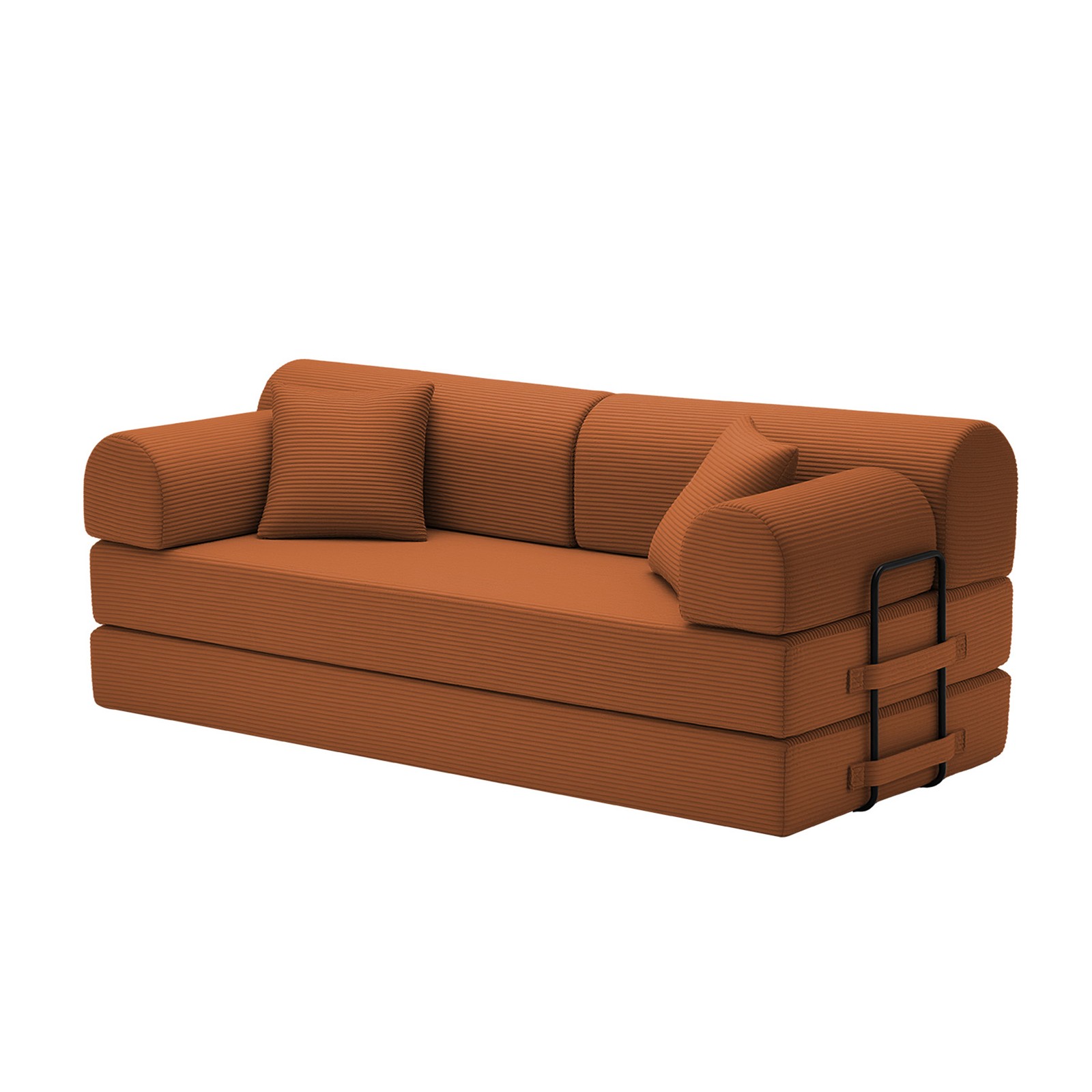 Convertible Sleeper Sofa Bed,Corduroy Folding Mattress Couch with Fixed-Shape Fr