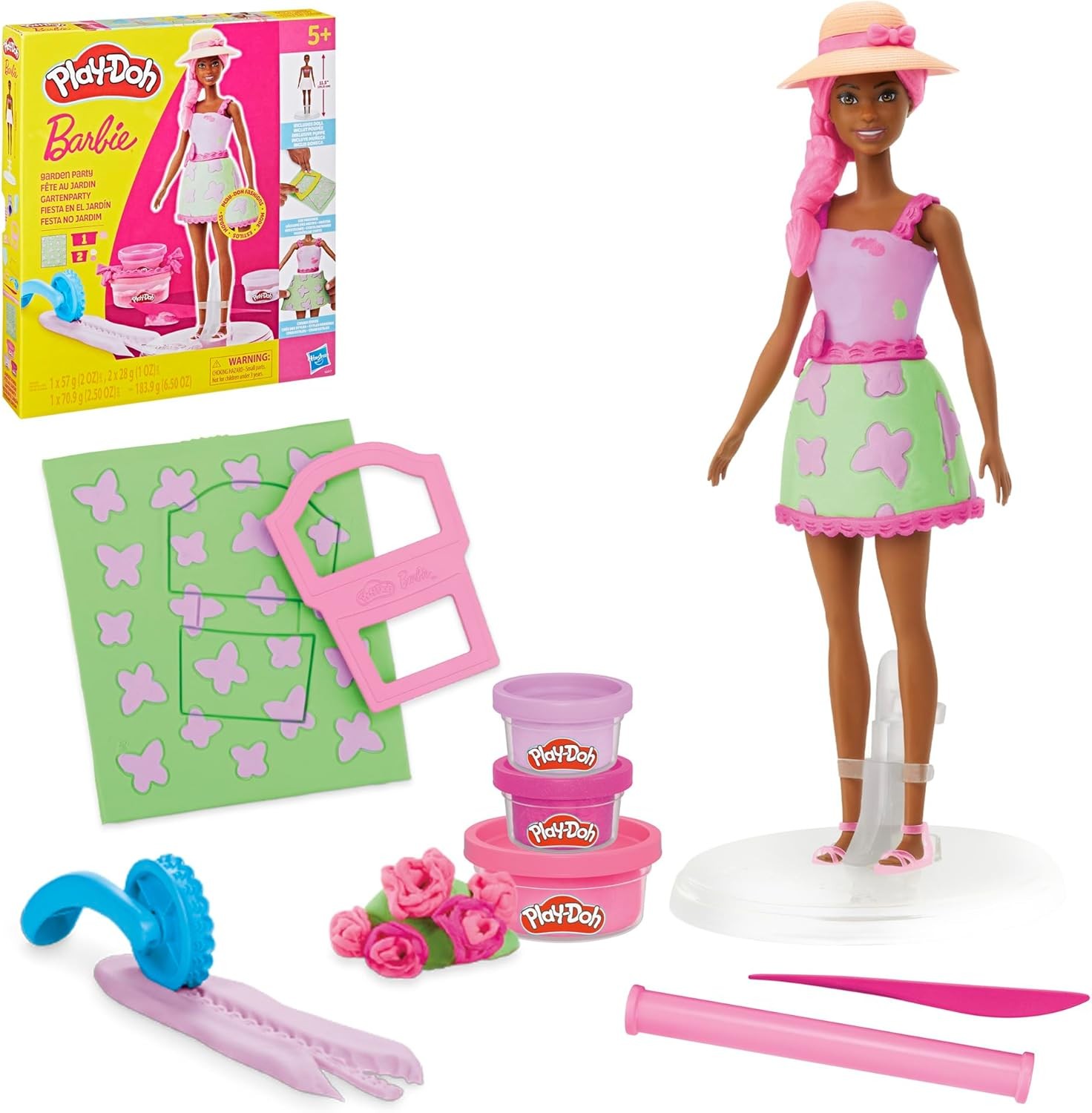 Play-Doh Barbie Garden Party Designer Doll, Make Doll Clothes with Modeling...