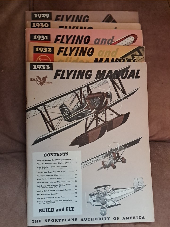 EAA 1929-1933 FLYING And Gliding MANUALS 5 Volumes!