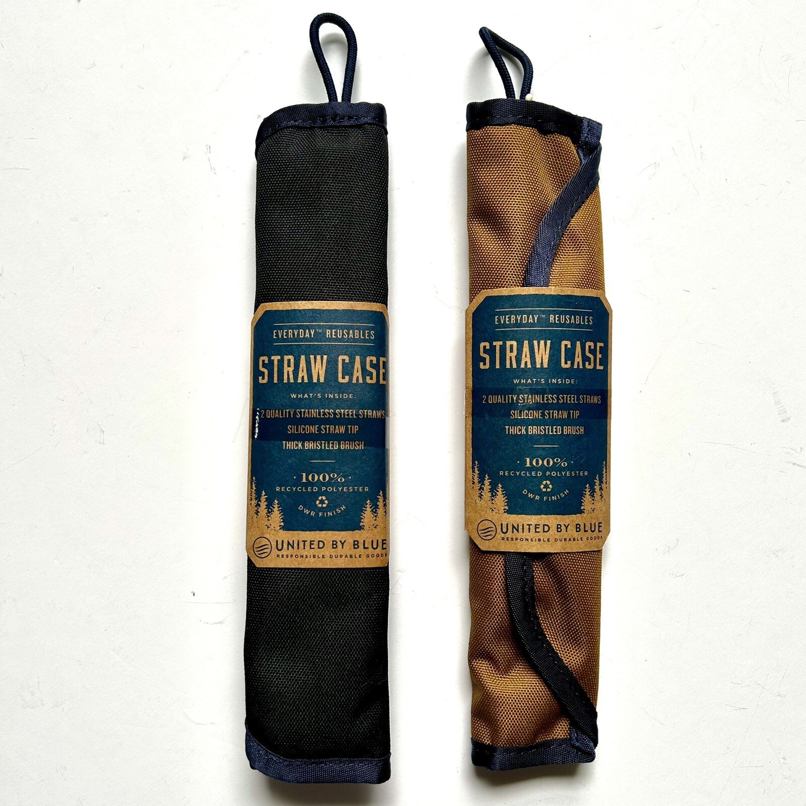 NEW! United by Blue SET OF TWO STRAW KITS w/ To-Go Cases, Silicone Tips, Brushes