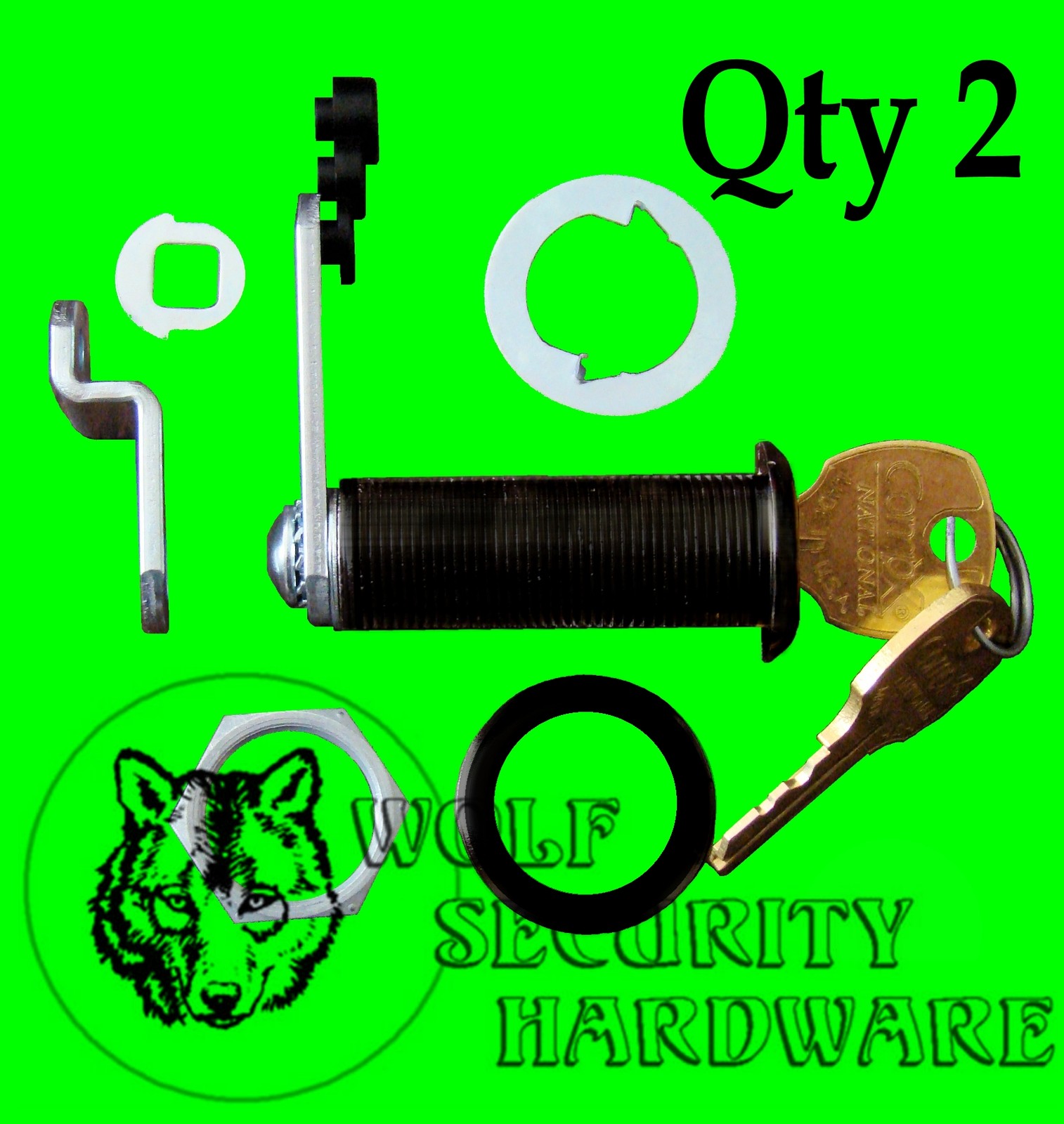 Qty 2 National CompX Key Cam Lock Cabinet 1 3/4 Length KEYED ALIKE Antique Brass