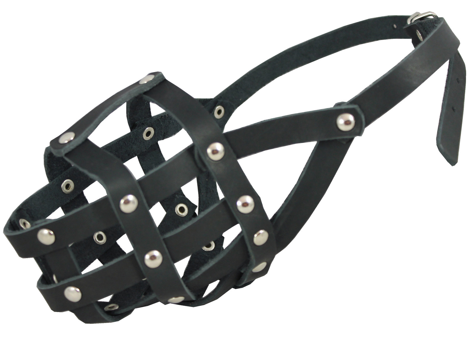 Genuine Leather Dog Muzzle 12"-3.5" snout size Amstaff Black