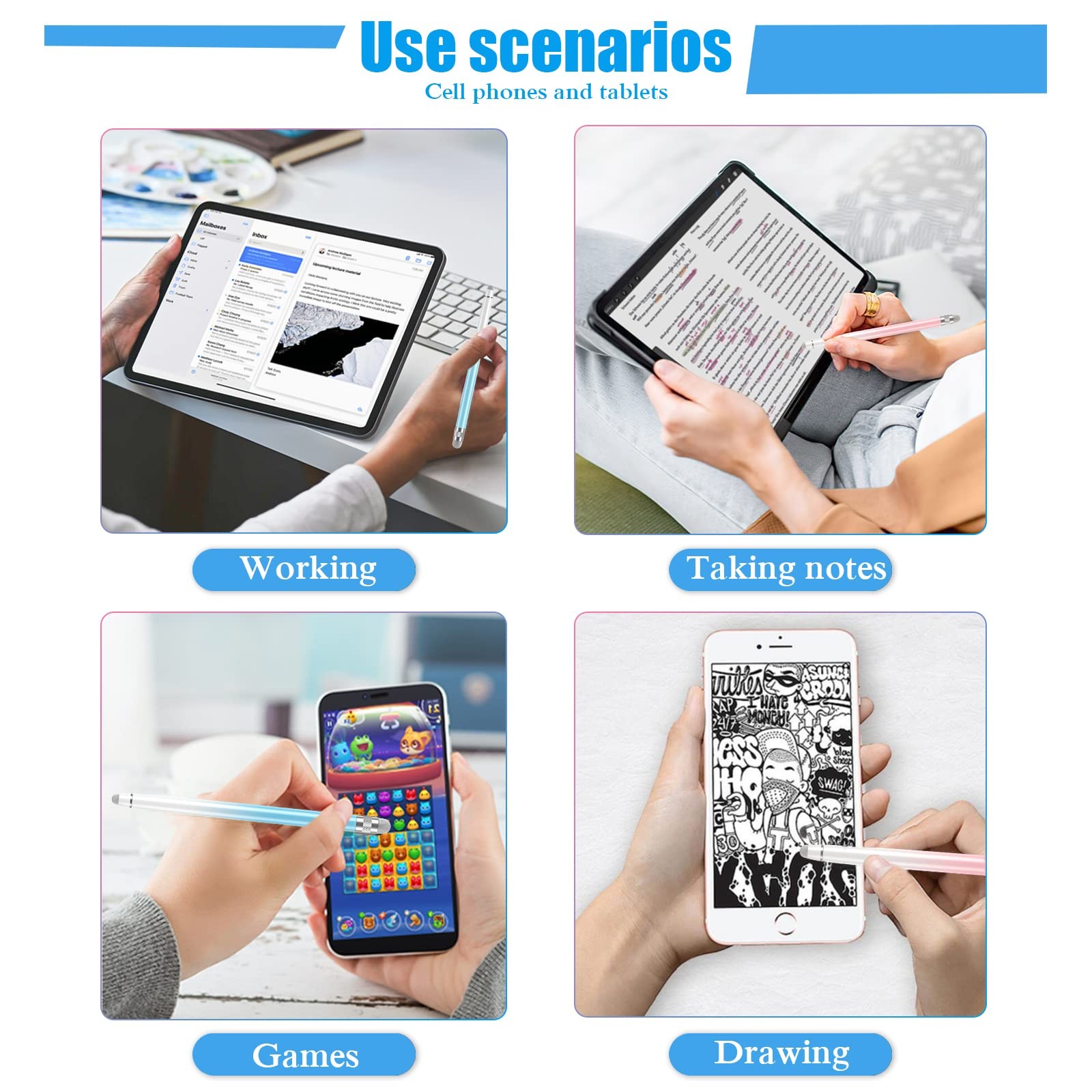 Bopomofo 2PCS Stylus Pen for Touchscreen,High Sensitivity & Precision