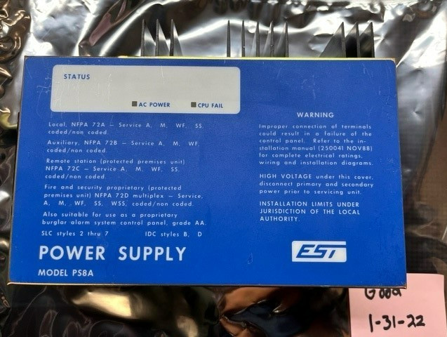 EST IRC-3  " PS8A " POWER SUPPLY ( PRE-TESTED, 1 YEAR PROTECTION PLAN, 5+ AVAIL)