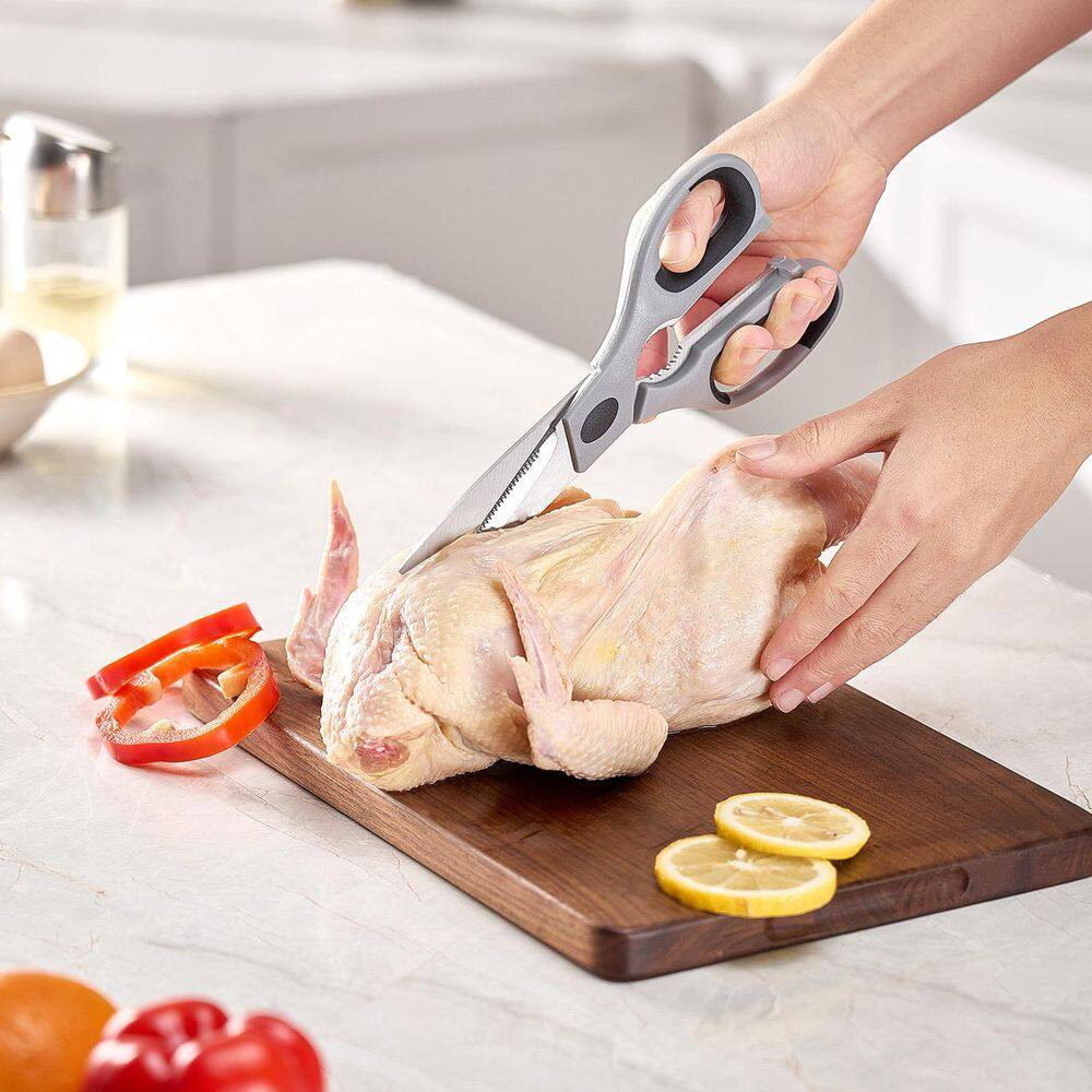 Culinary Scissors, 0.73 In., Stainless Steel, Kitchen, Shears, with Cushioned Gr