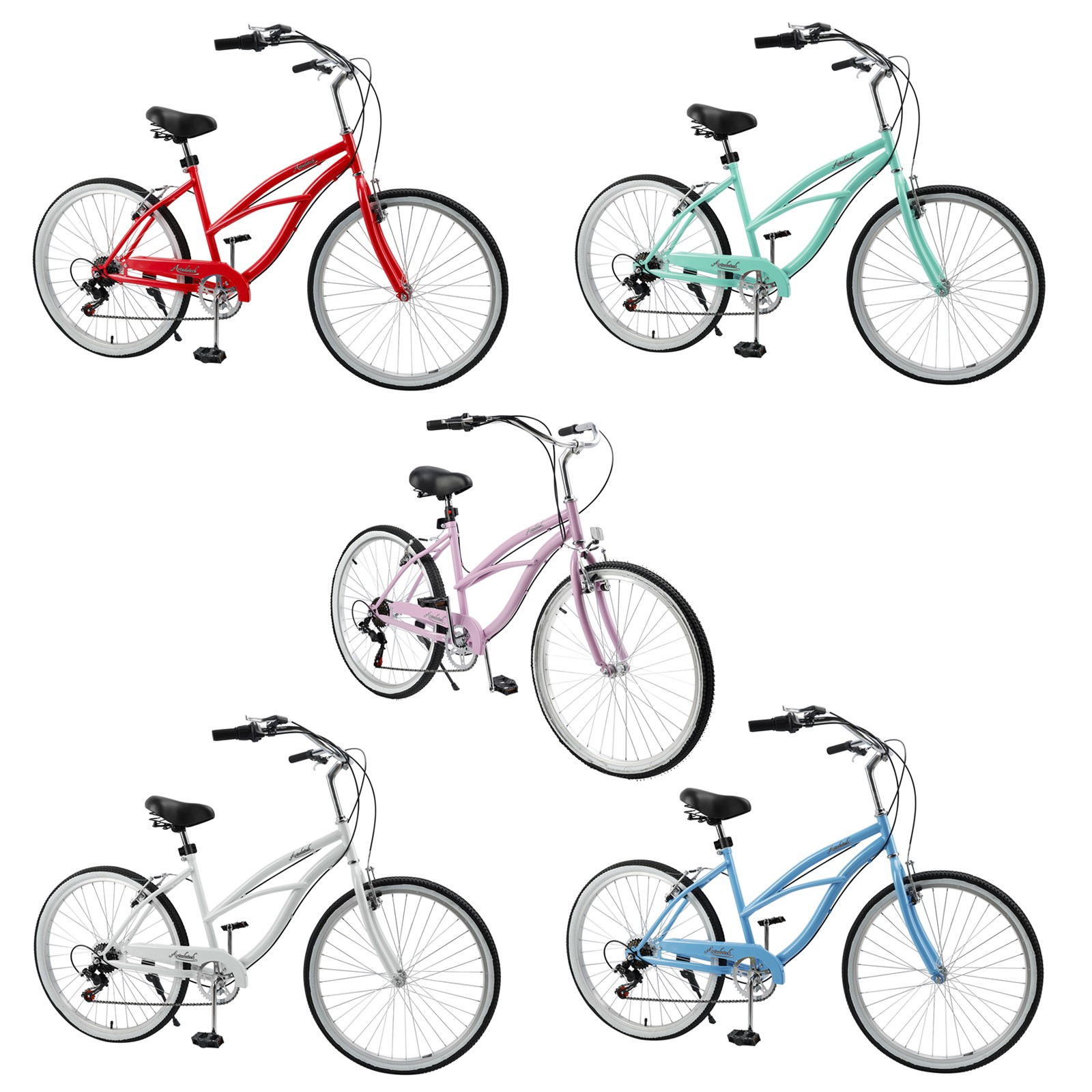 Urban Lady Girl's Bicycle Women's Beach Cruiser Bike 26 Inches 7 Speed Blue